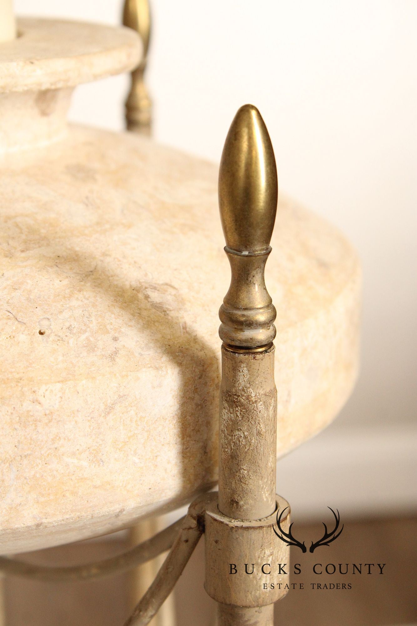 Neoclassical Style Vintage Pair of Travertine Table Lamps