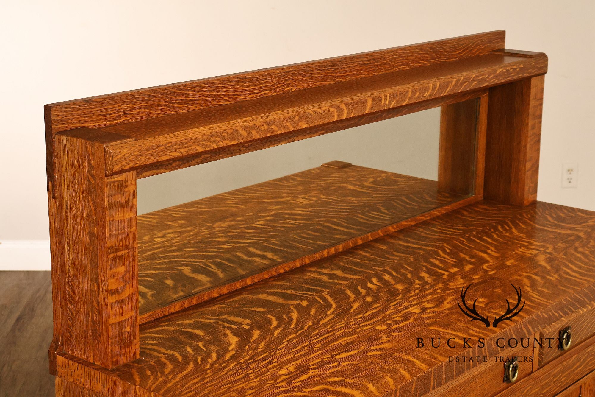 Antique Arts And Crafts Mission Oak Mirrored Sideboard Buffet