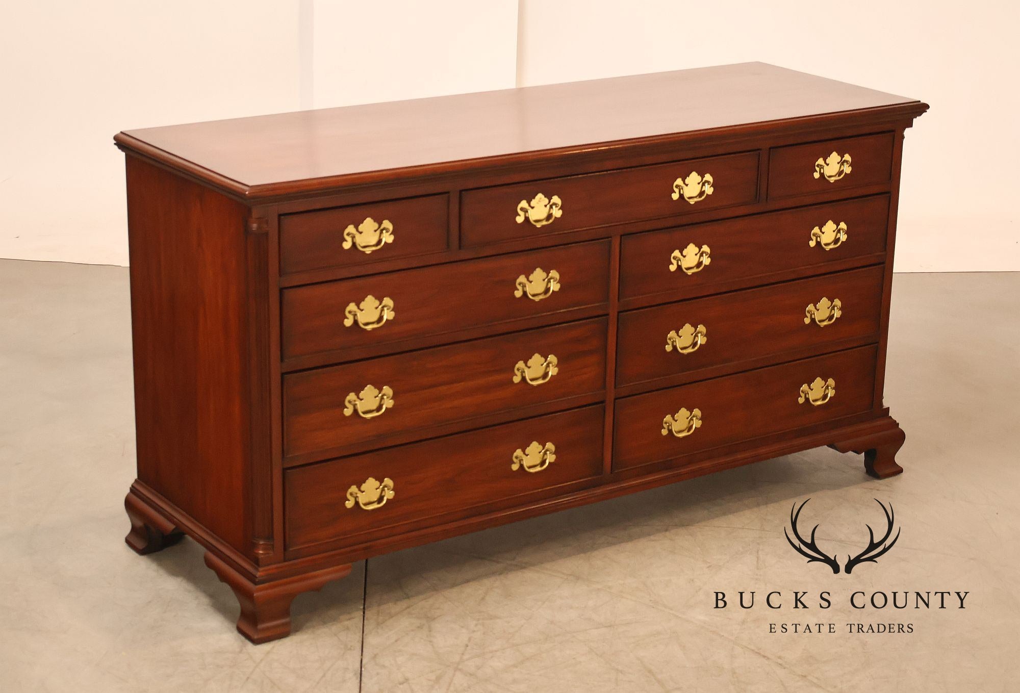 Henkel Harris Chippendale Style Cherry Double Dresser