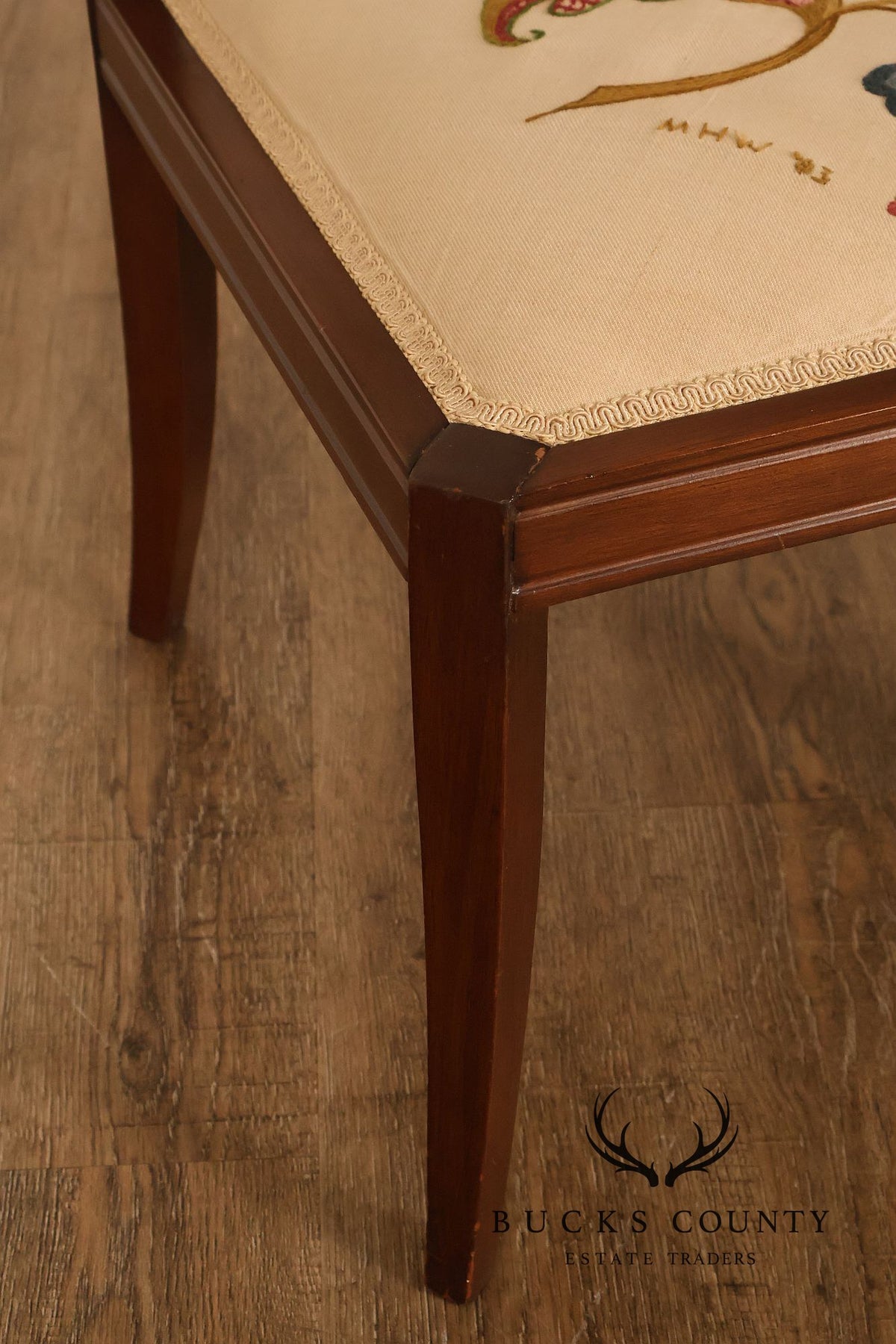 Scandinavian Carved and Embroidered Corner Chair