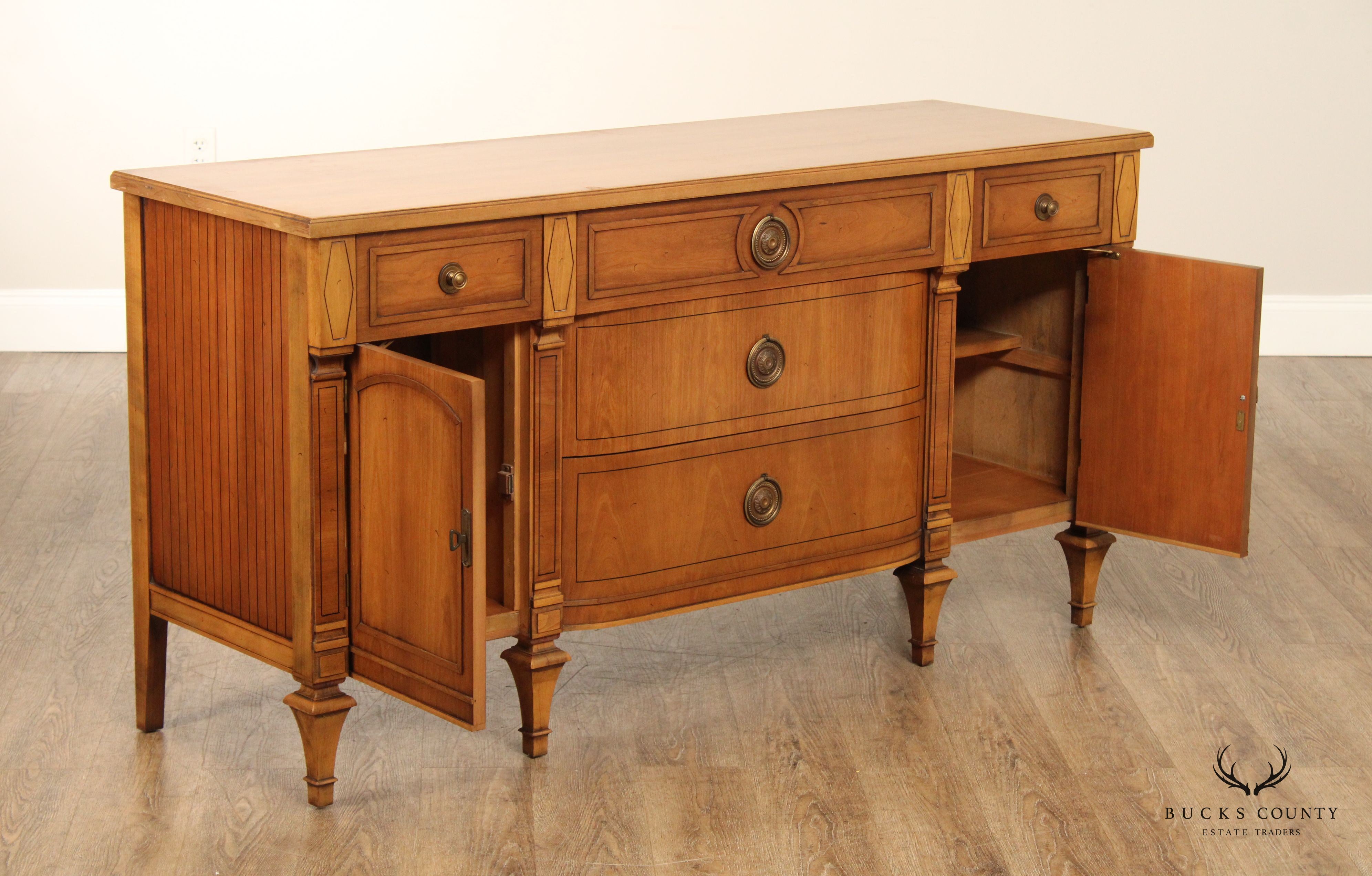 Vintage French Directoire Style Walnut Buffet Sideboard