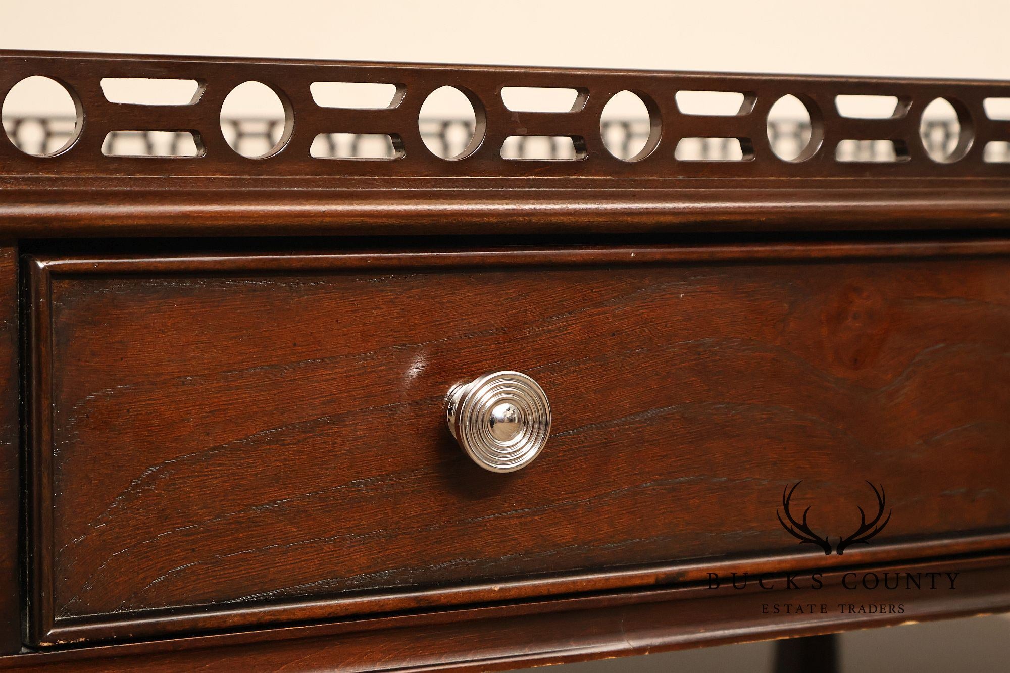 Century Furniture Large Mahogany Two Drawer Gallery Top Rectangular Cocktail Coffee Table