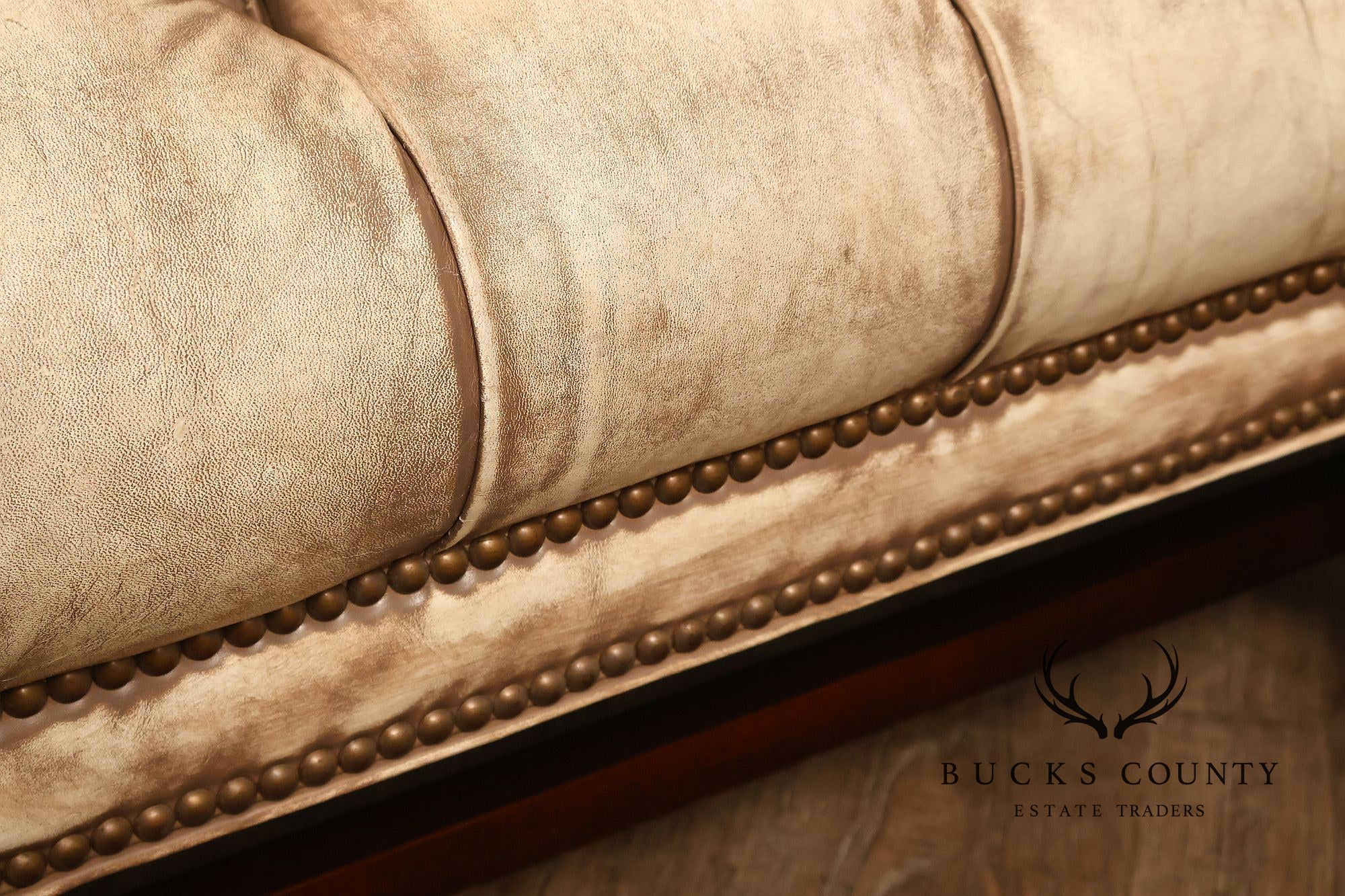 Chippendale Style Camelback Vintage Tufted Chesterfield Leather Sofa