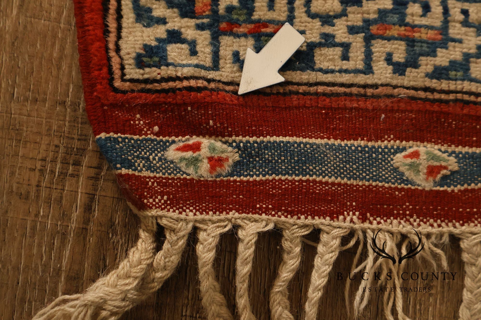 Vintage Hand Tied Wool Kazak Tribal Long Runner Rug