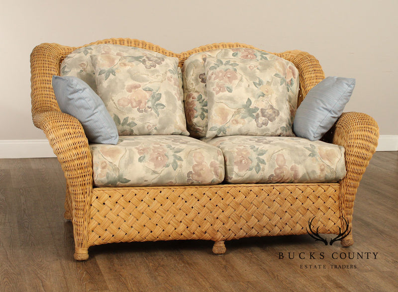 Quality Vintage Wicker Loveseat Sofa