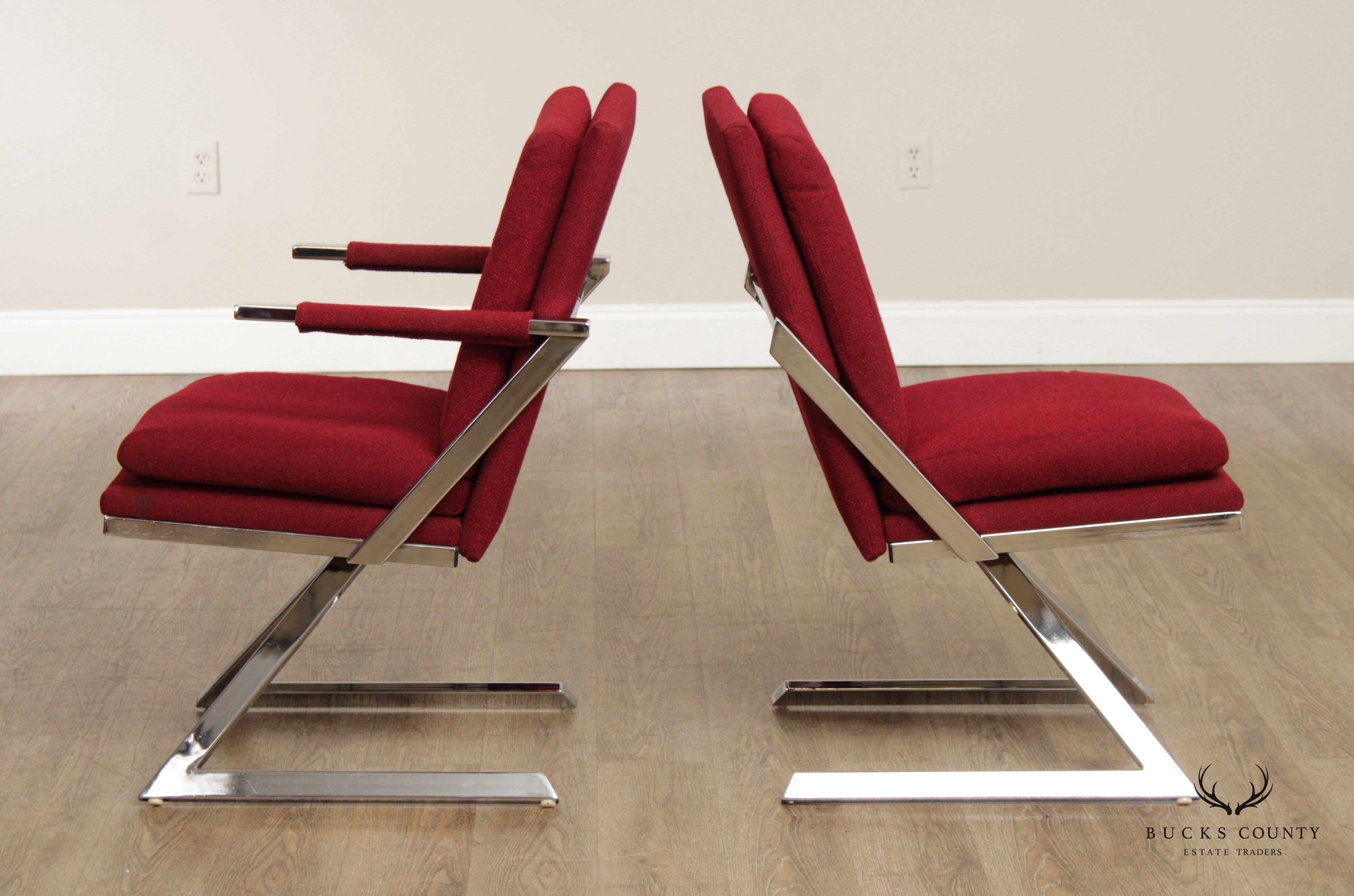 Contempo Mid Century Modern Set of Six Z- Frame Swivel Dining Chairs