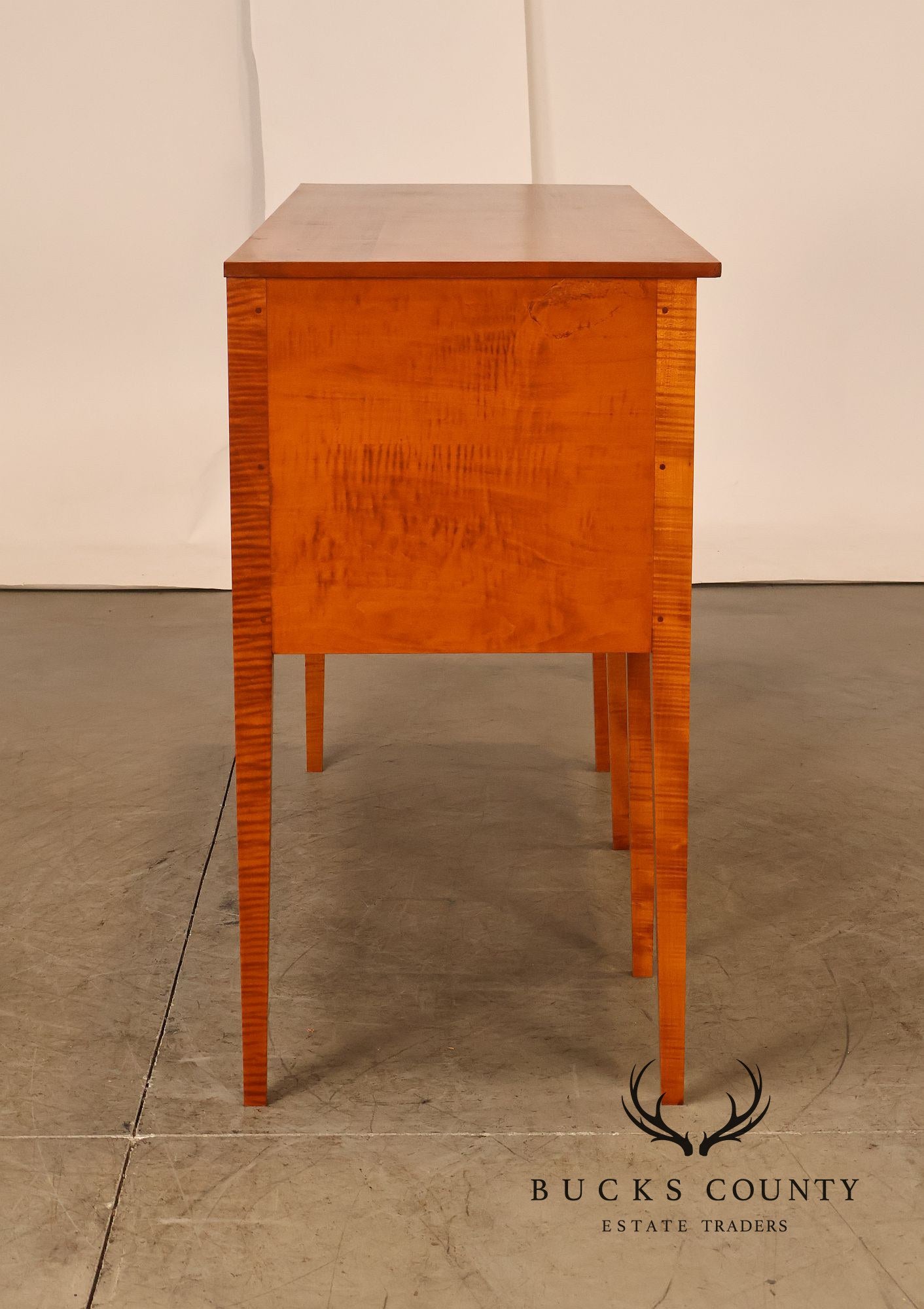 Eldred Wheeler Tiger Maple Tapered Leg Sideboard