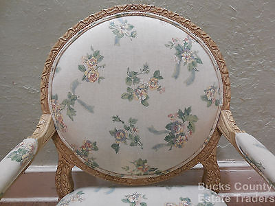 Quality French Louis XVI Wide Fauteuil Cameo Back Open Arm Chair