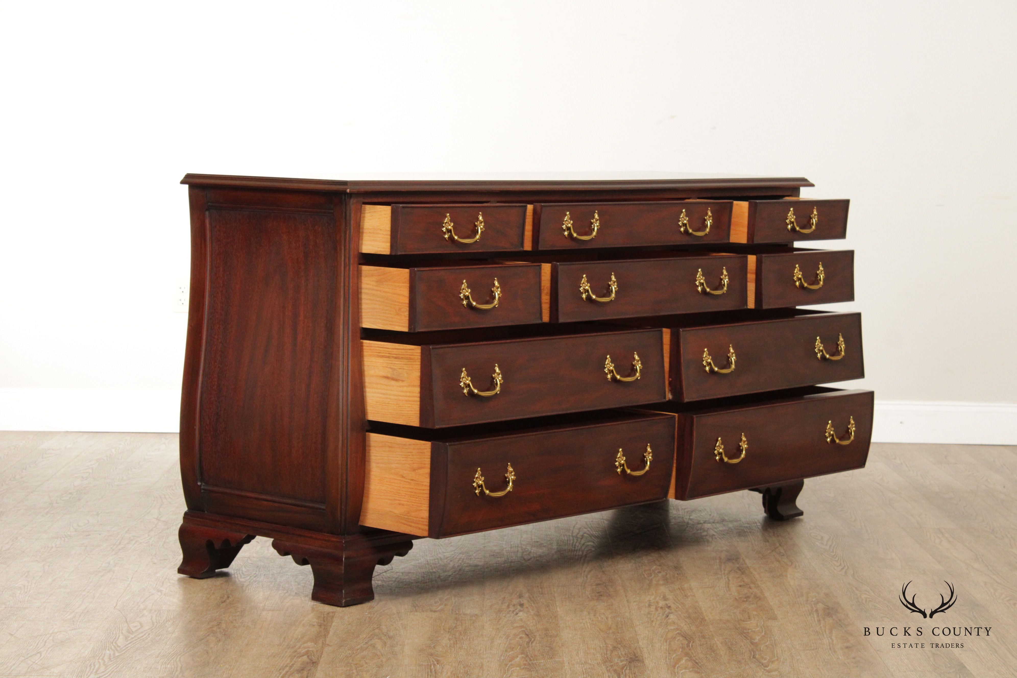 Henkel Harris Mahogany Chippendale Style Bombe Bedroom Dresser