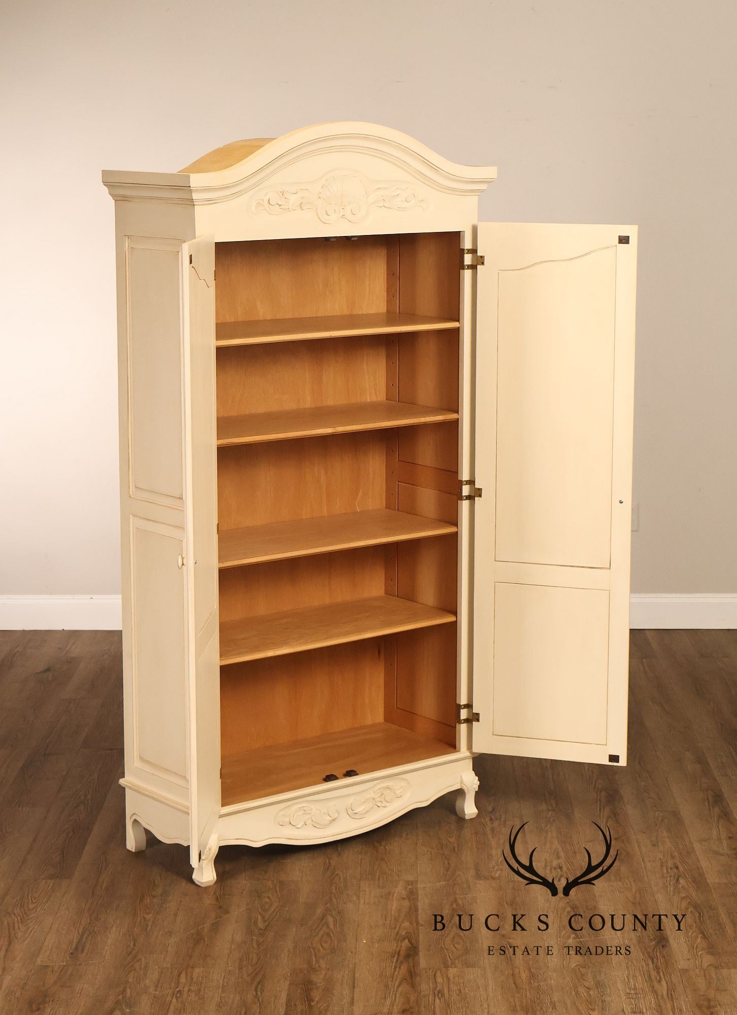 French Country Style Cream Painted Armoire