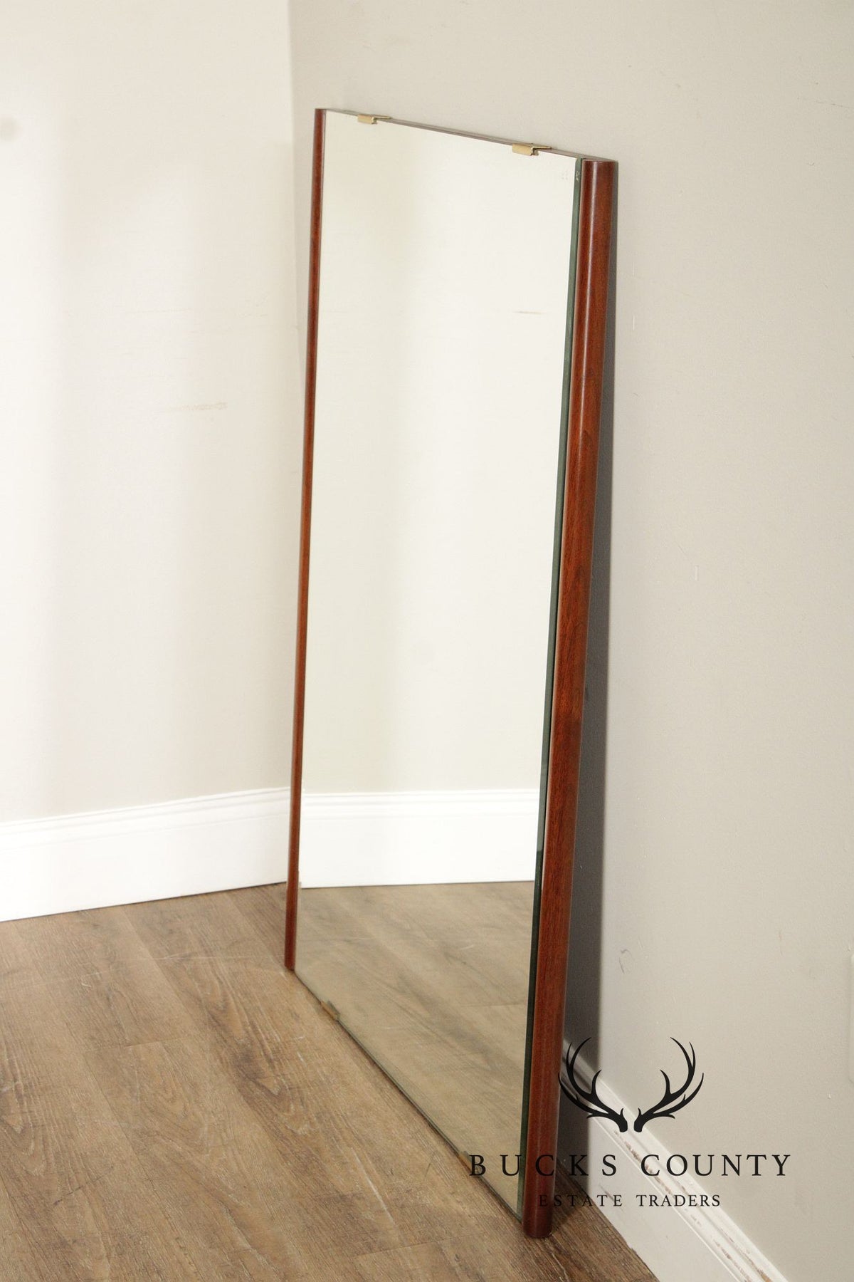 Mid Century Modern Walnut Framed Rectangular Wall Mirror