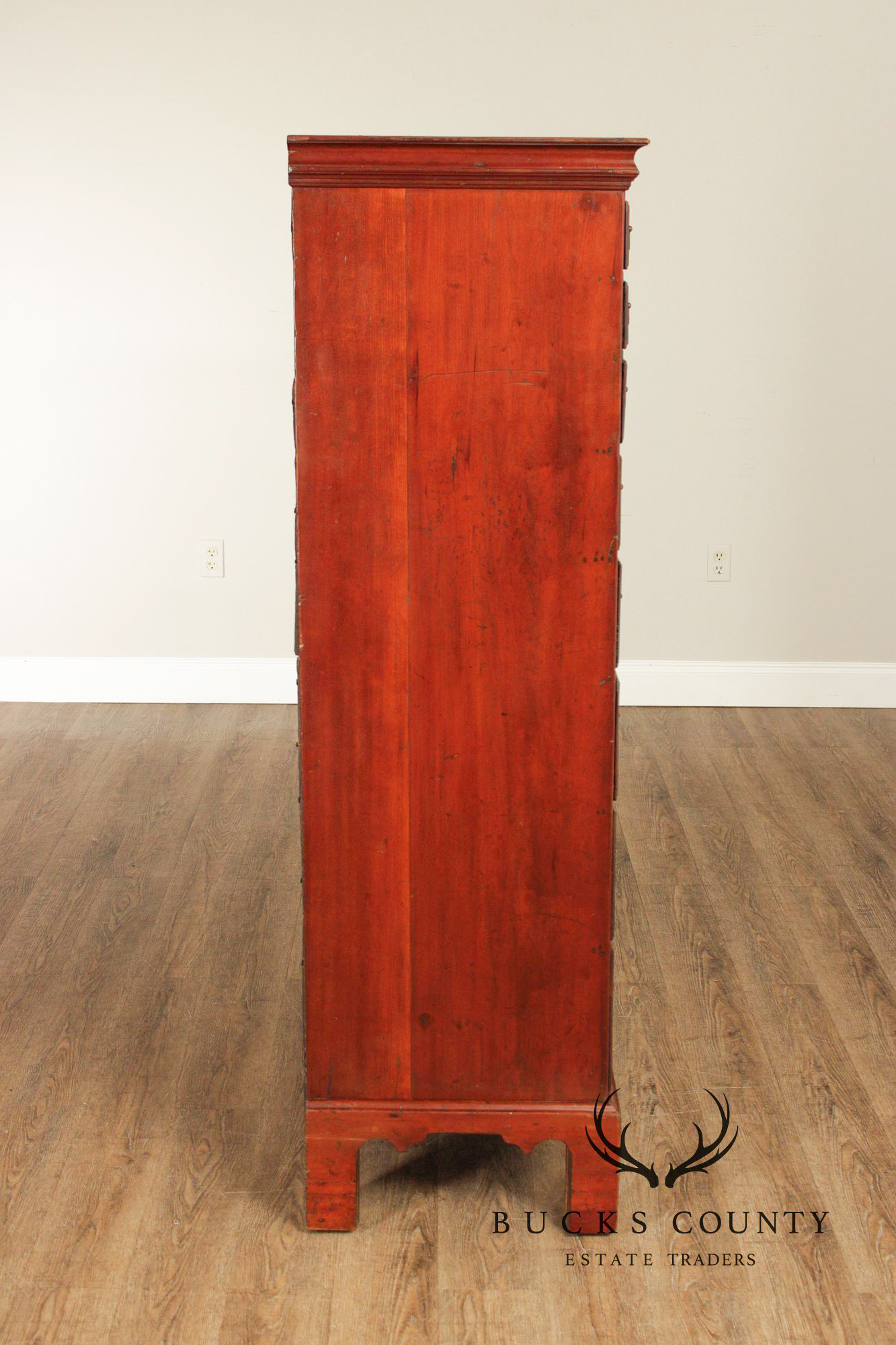 Antique American Chippendale Period Cherry Tall Chest Of Drawers