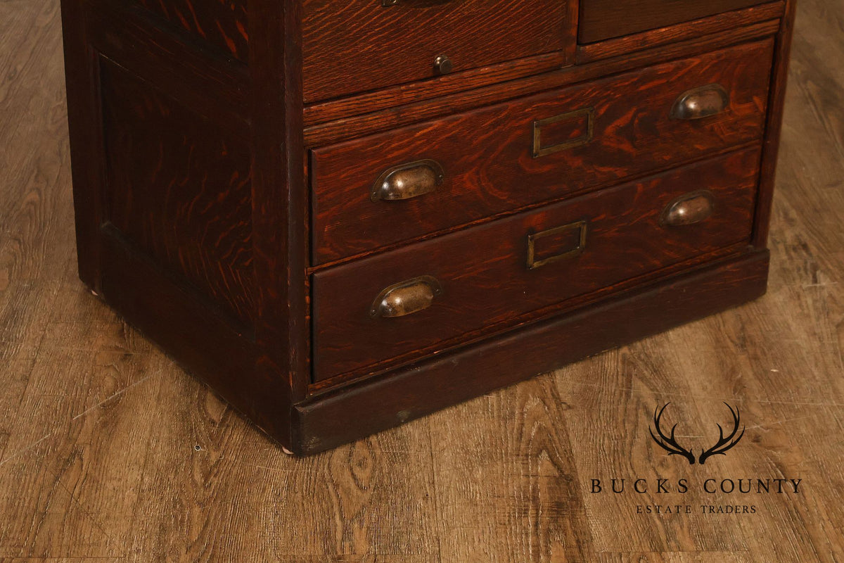 Antique Early 1900s Macey Oak Multi-Drawer Stacking Filing Cabinet
