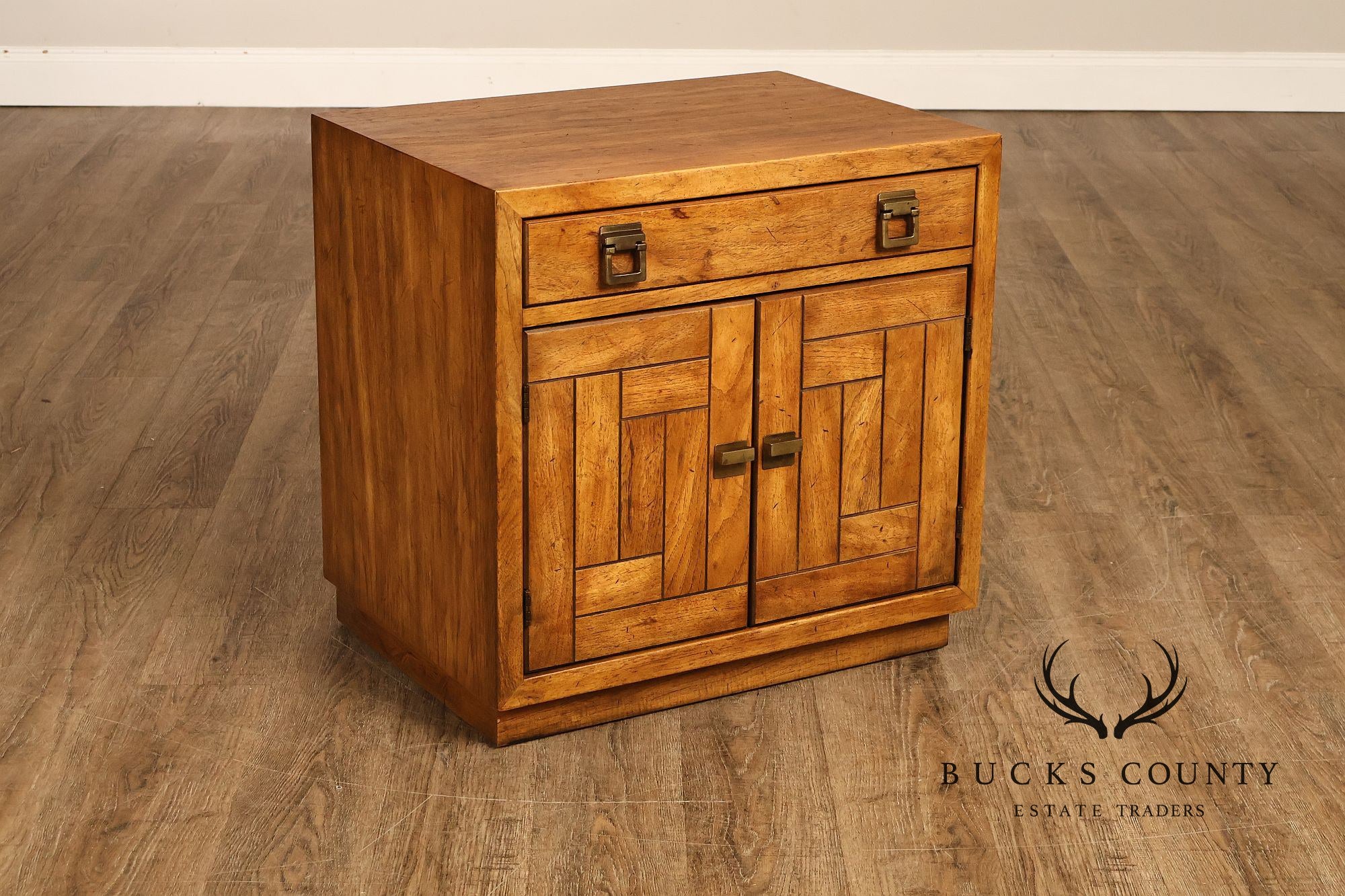 Drexel 'Woodbriar' Campaign Style Pair of Nightstands