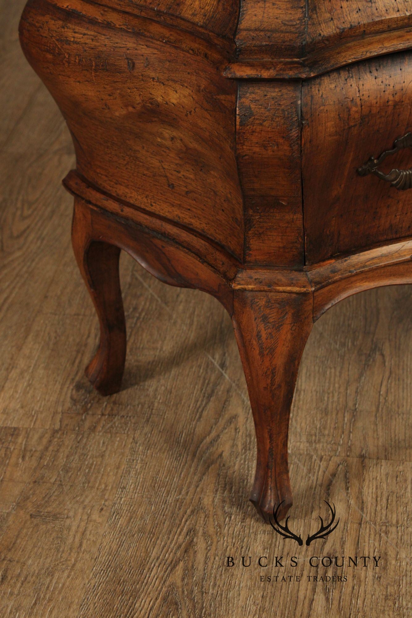 Italian Rococo Style Walnut Bombe Vitrine