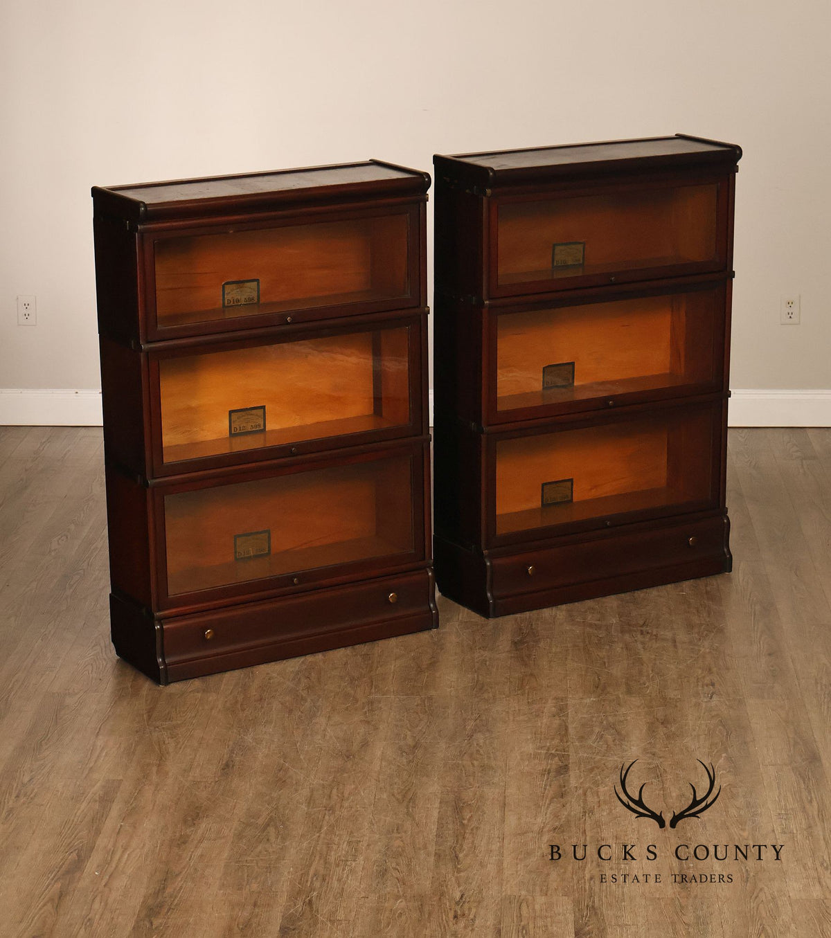 Globe Wernicke Pair of Mahogany Three Section Barrister Bookcases