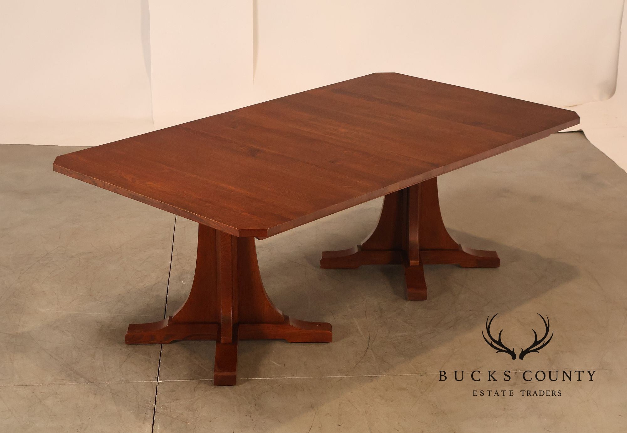 Stickley Mission Collection Oak Double Pedestal Dining Table
