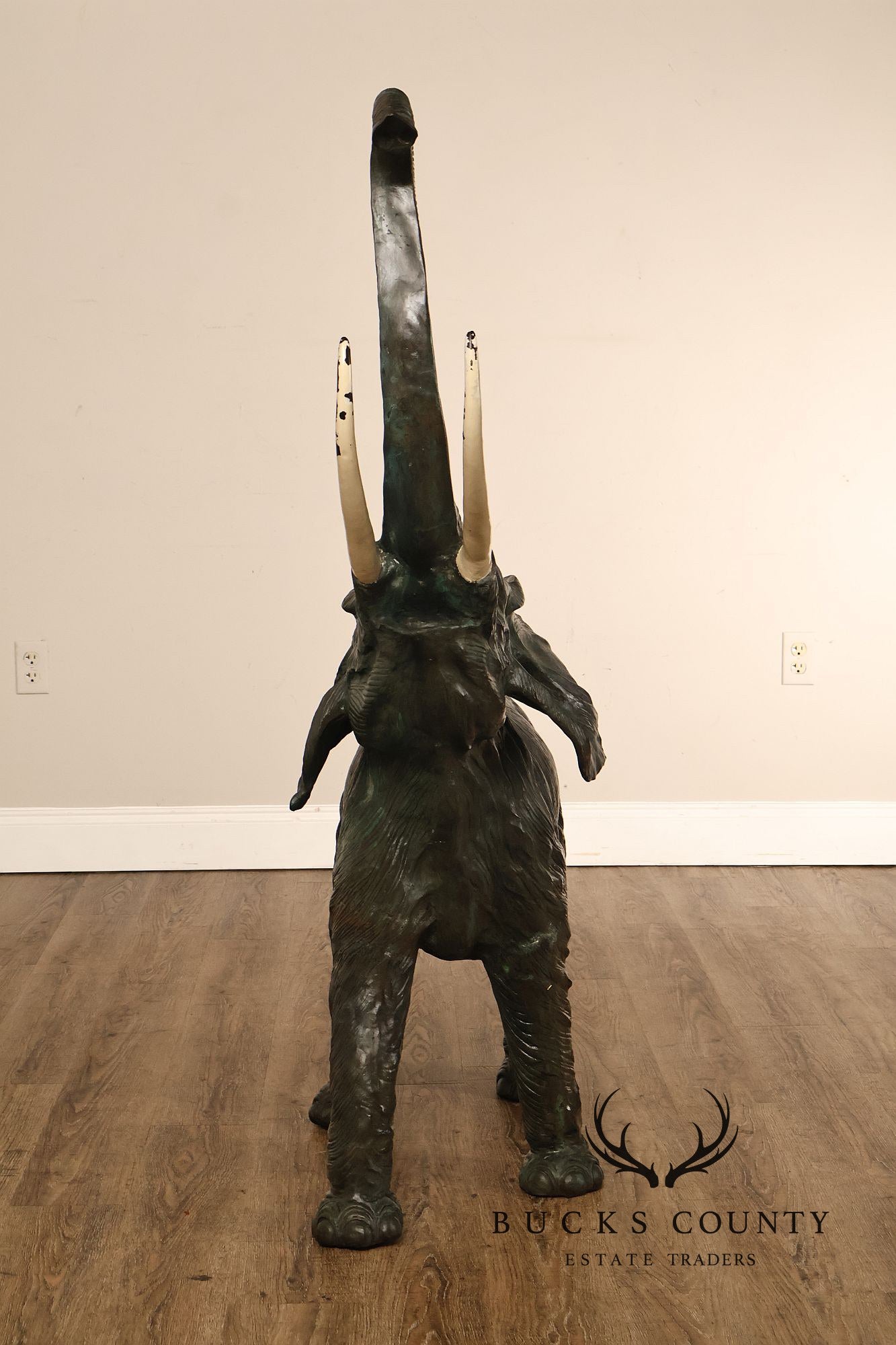 Monumental Patinated Bronze Elephant Statue