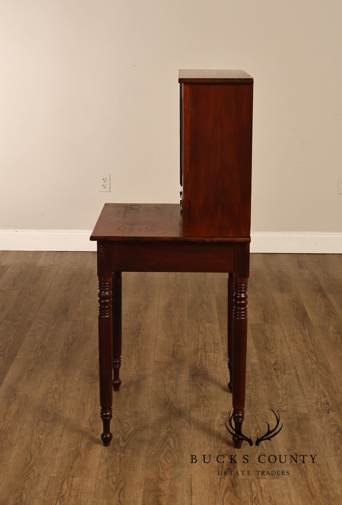 Antique Walnut Two-Part Writing Desk With Cubbyhole Organizer