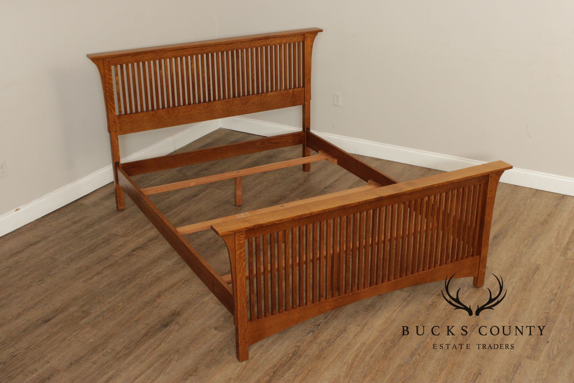 Stickley Mission Collection Oak Spindle Queen Bed