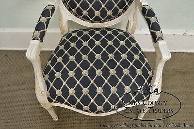 Councill French Louis XVI Style Paint Frame Fauteuil Arm Chair