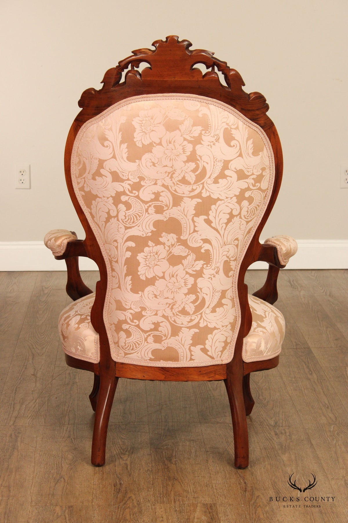 Antique Victorian Pair of Carved Walnut Armchairs