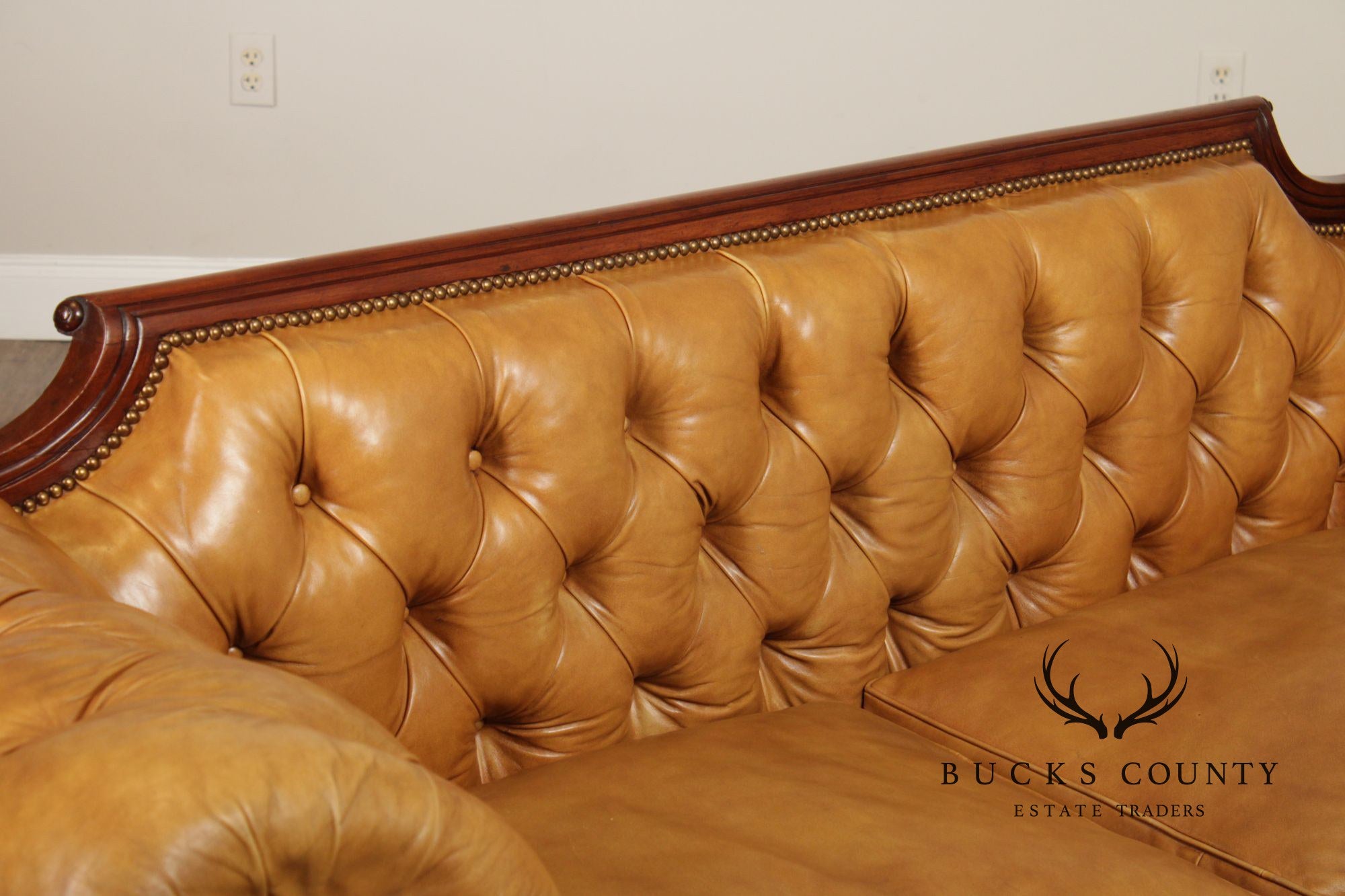Antique English Regency Mahogany and Tufted Leather Sofa