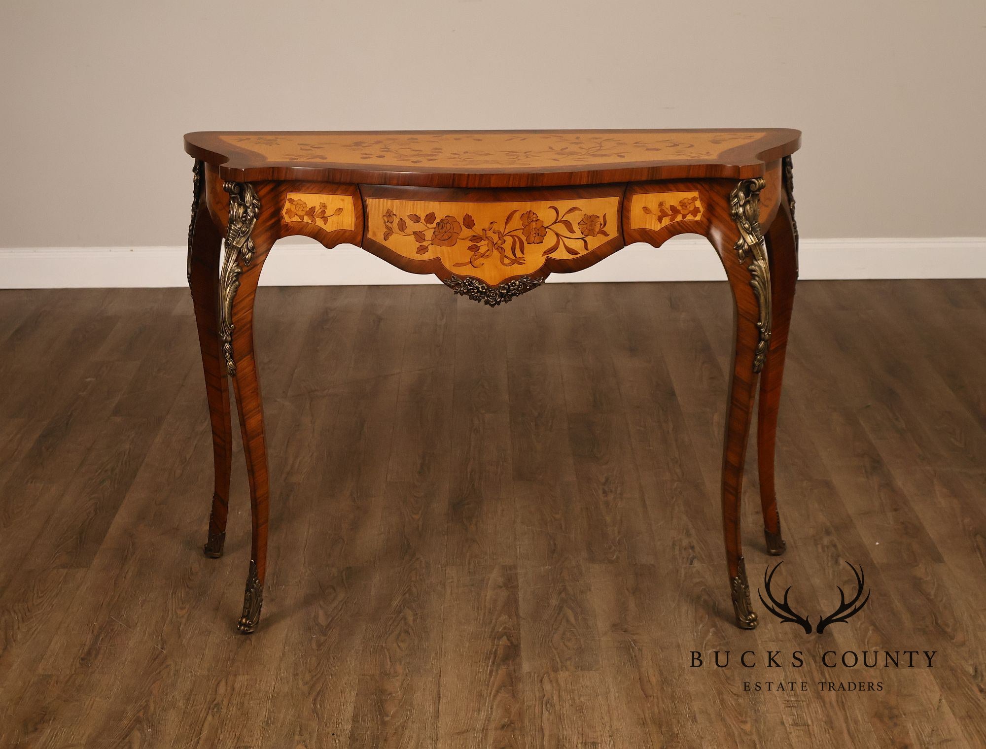 Maitland-Smith French Louis XV Style Inlaid Console Table