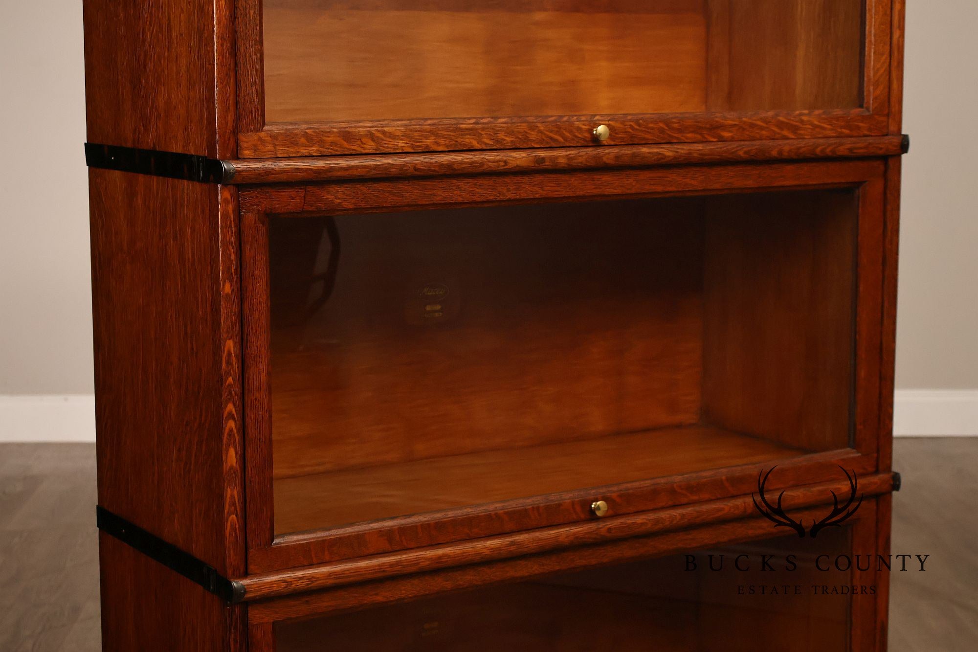 Macey Antique Oak Three Stack Barrister Bookcase