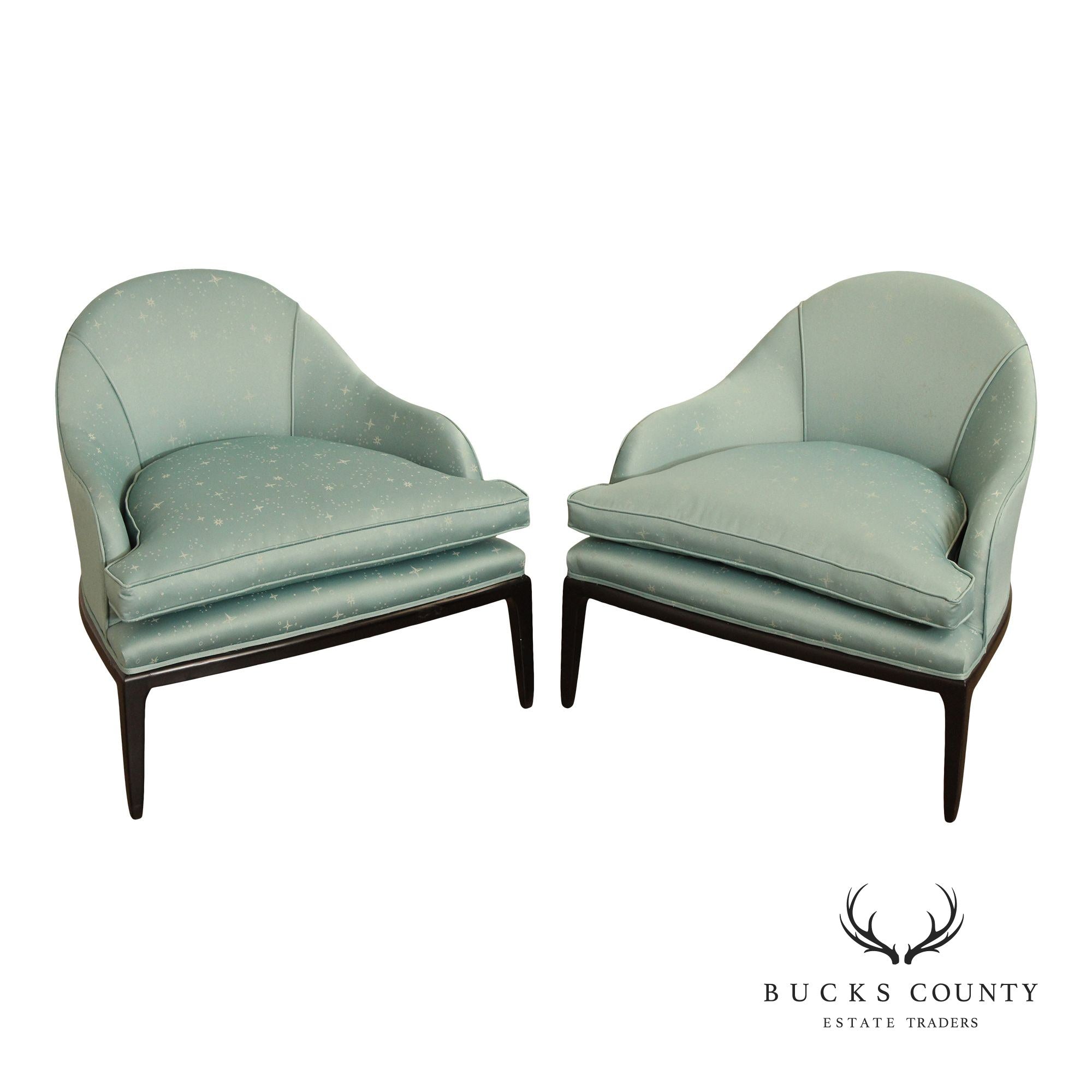 Mid-Century Modern Pair Of Saber Leg Lounge Chairs