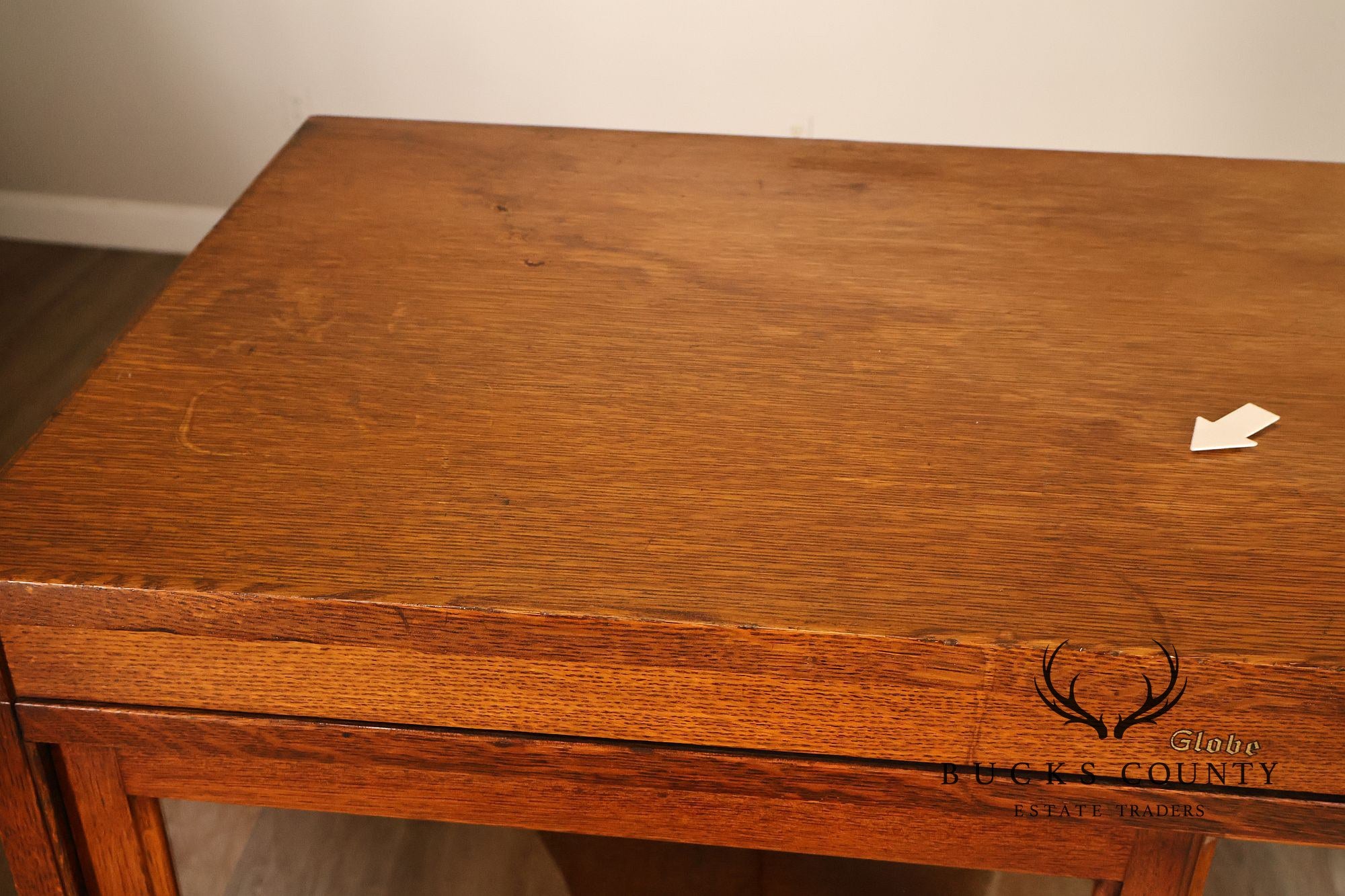 Globe Oak Sectional Bookcase Cabinet With Sliding Glass Doors And Drawers