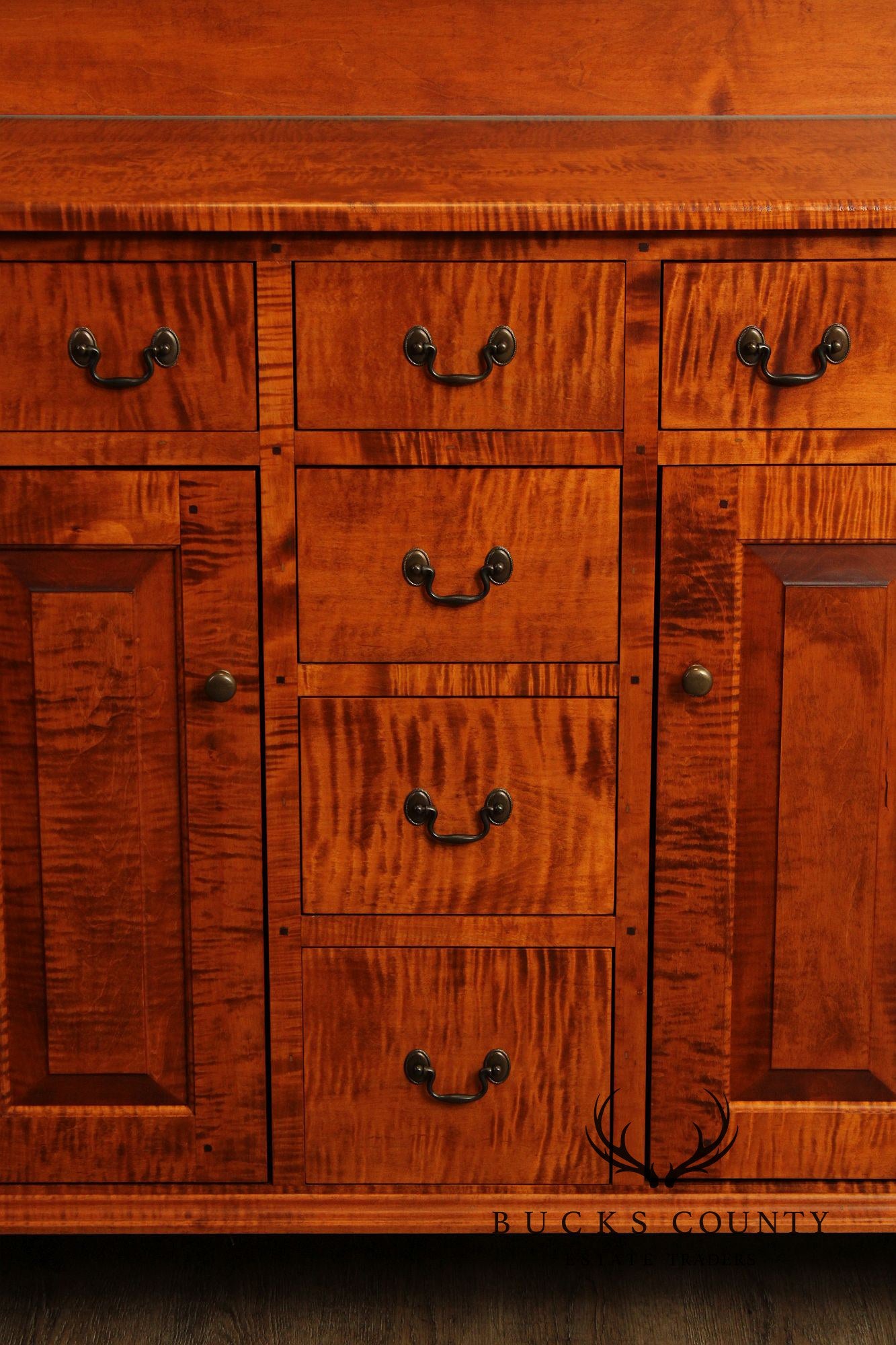 Tiger Maple Bench-Made Step-Back Cupboard