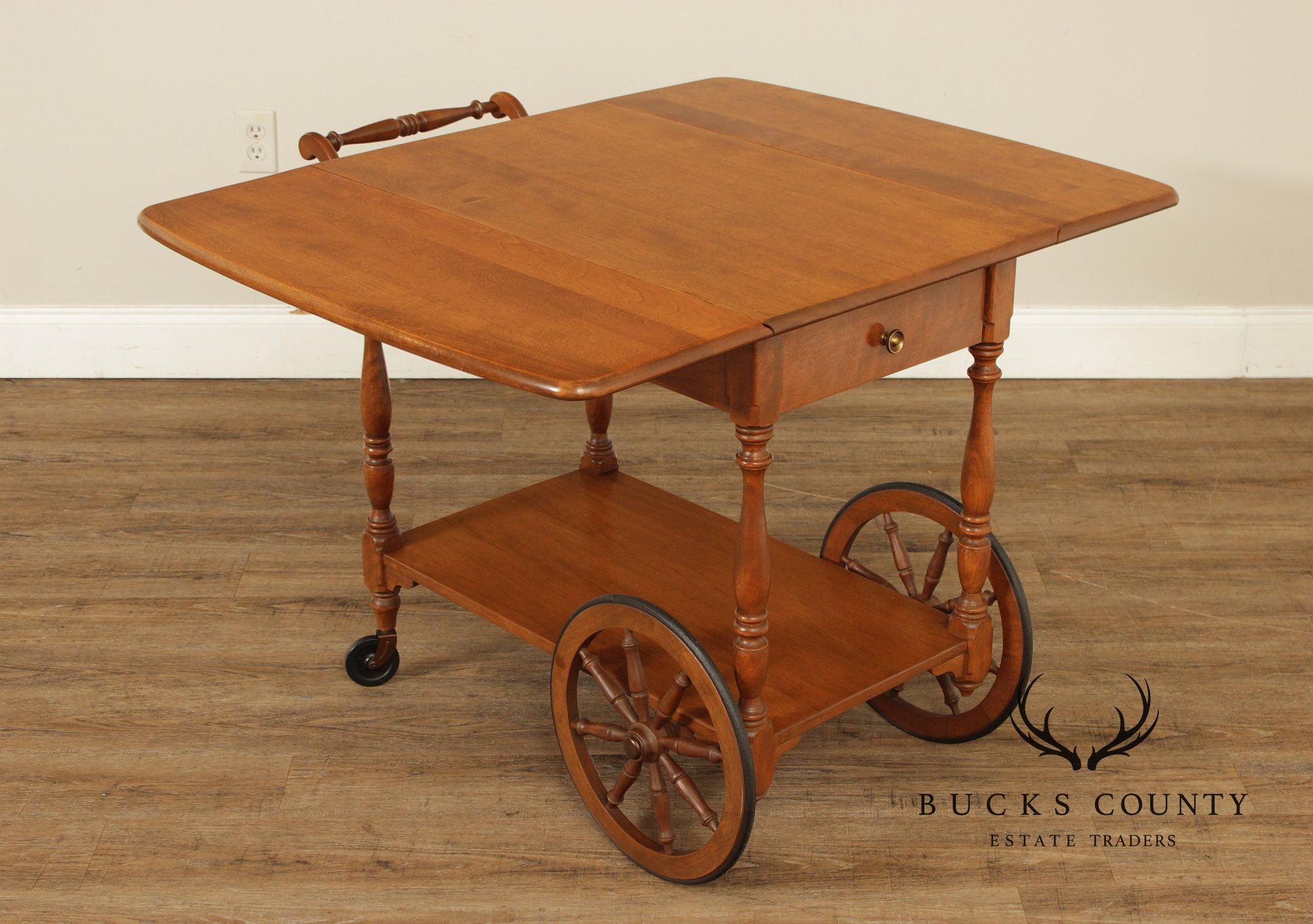 Ethan Allen Early American Maple Drop-Leaf Tea Cart