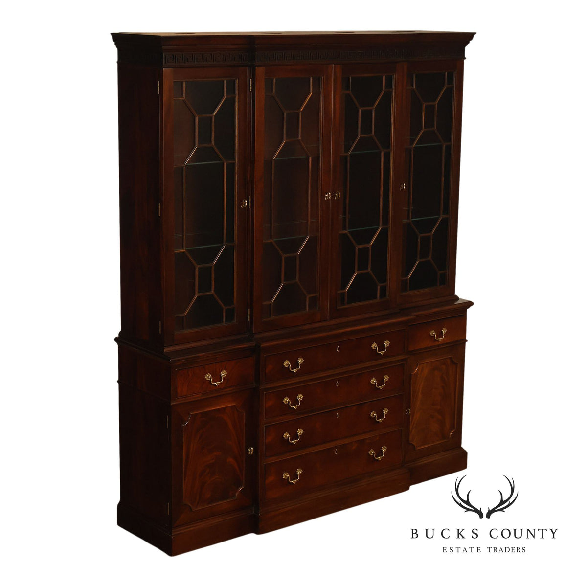 Stickley Georgian Style Mahogany Bookcase Breakfront