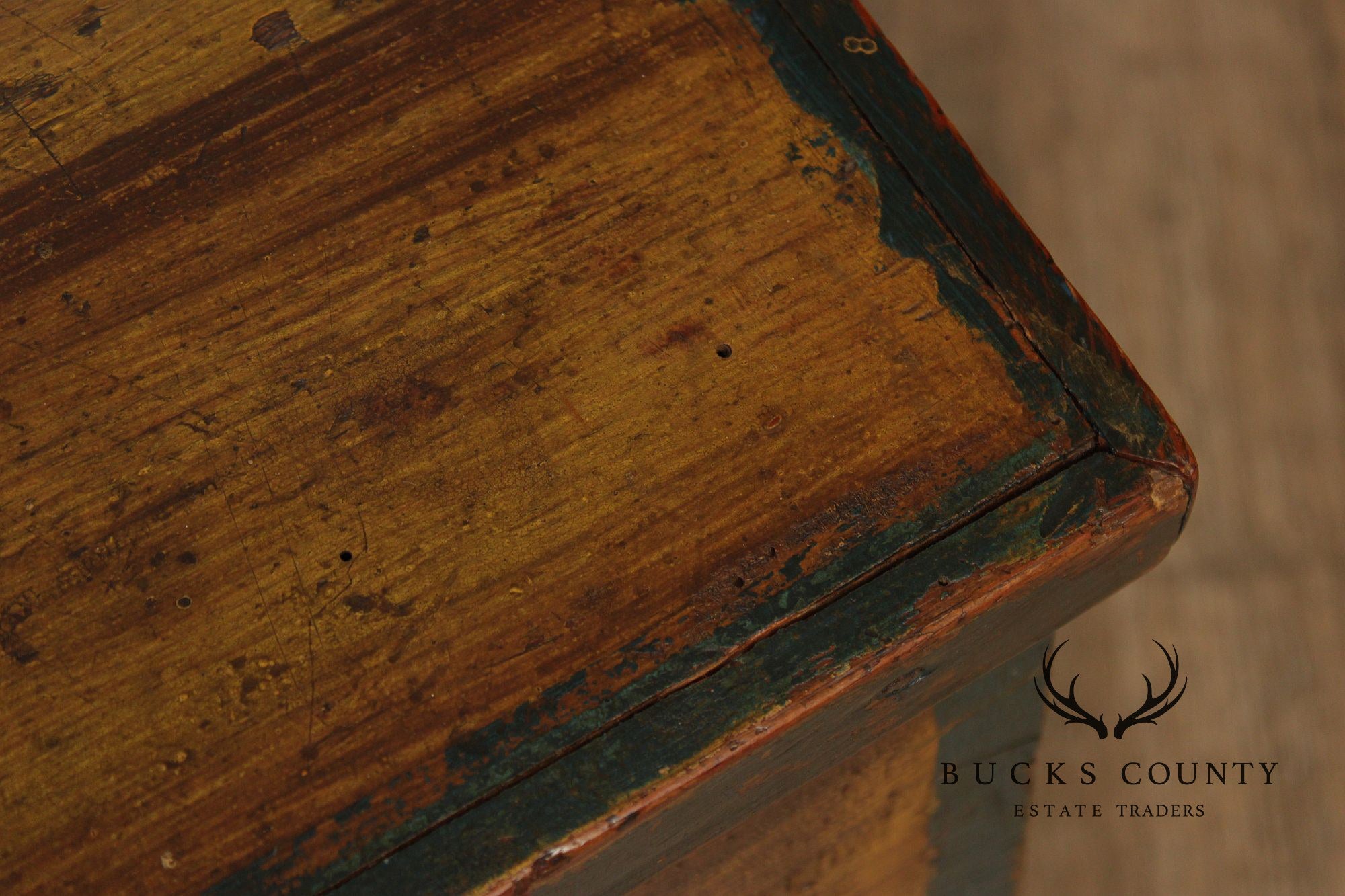 Antique Dome Top Grain Painted Pine Blanket Chest