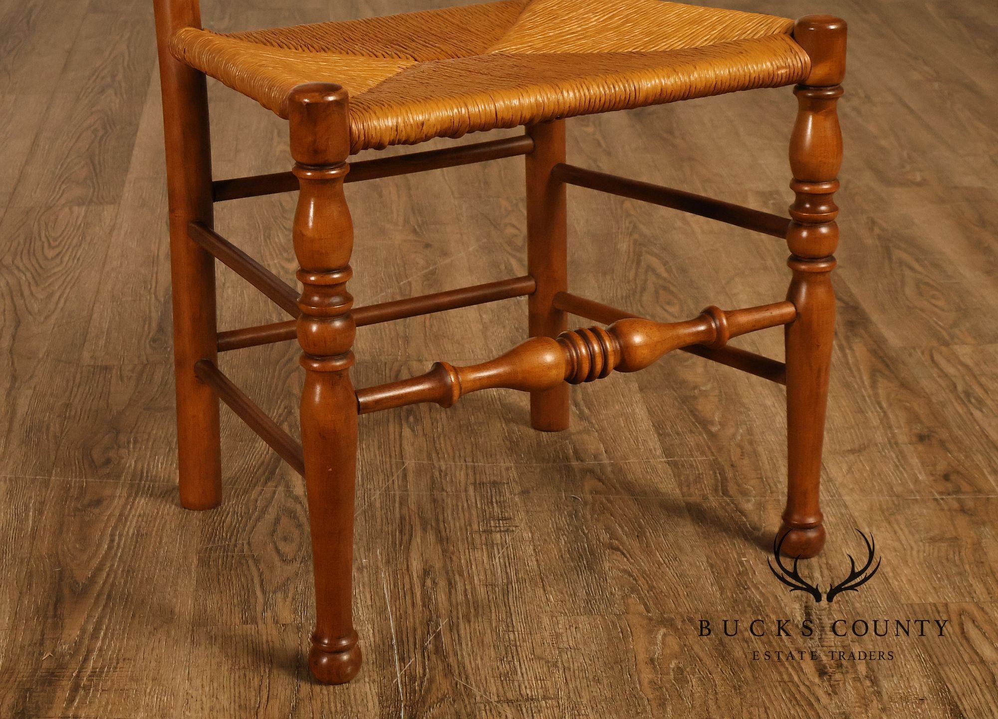Vintage Set Of 12 Maple Rush Seat Ladderback Dining Chairs
