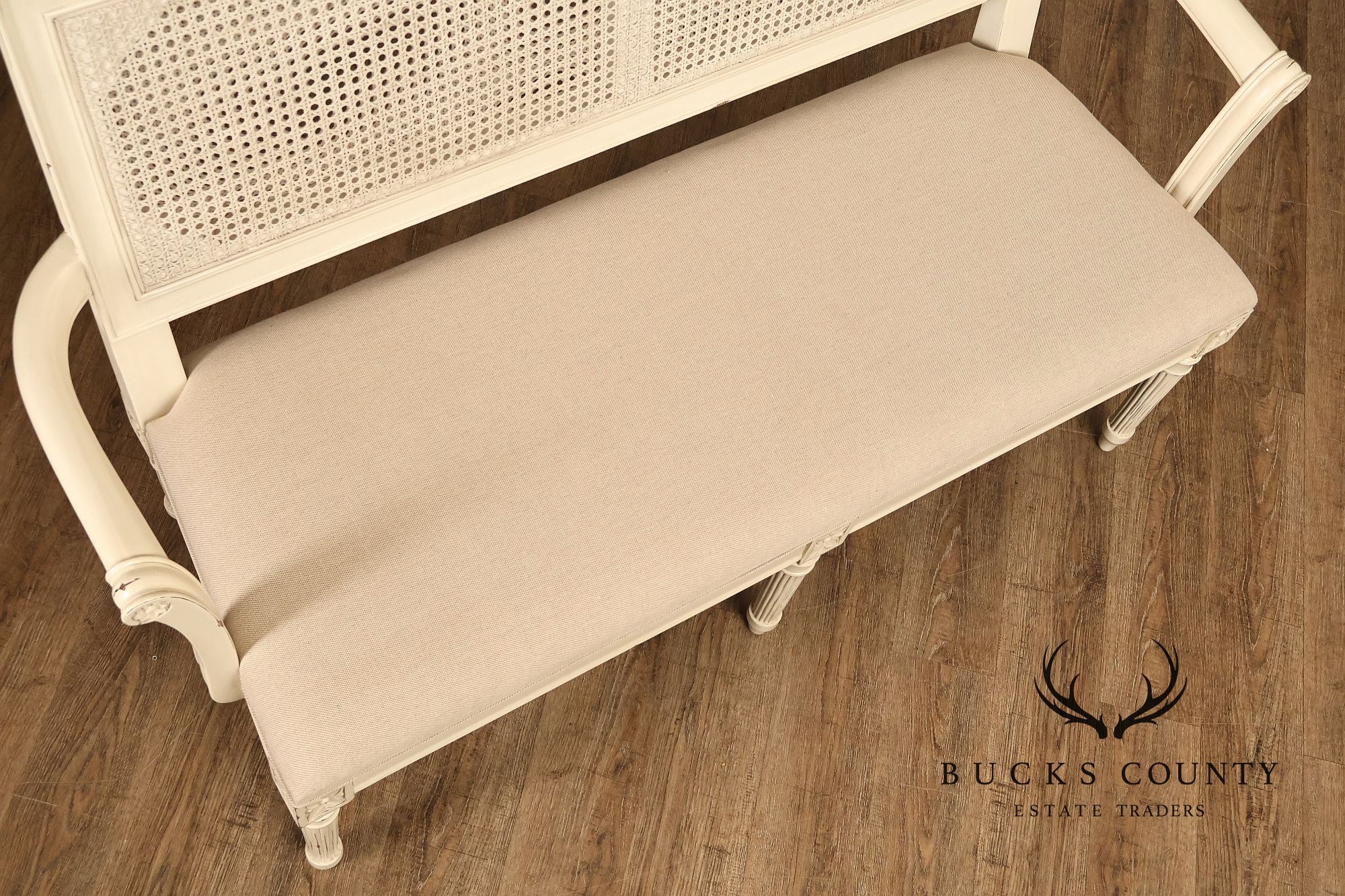 Alden Parkes Country French Louis XVI Style Caned Back Painted Settee
