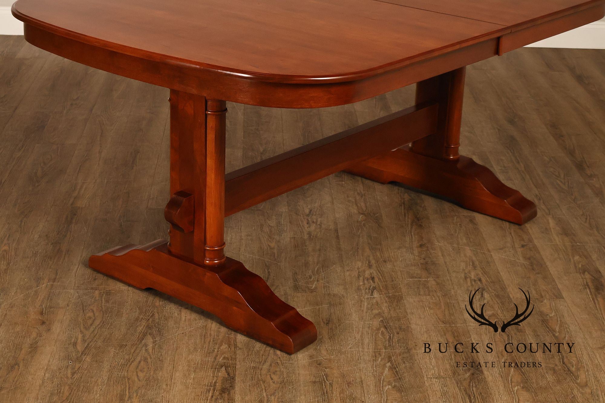 Richardson Brothers Solid Cherry Trestle Dining Table With Four Leaves
