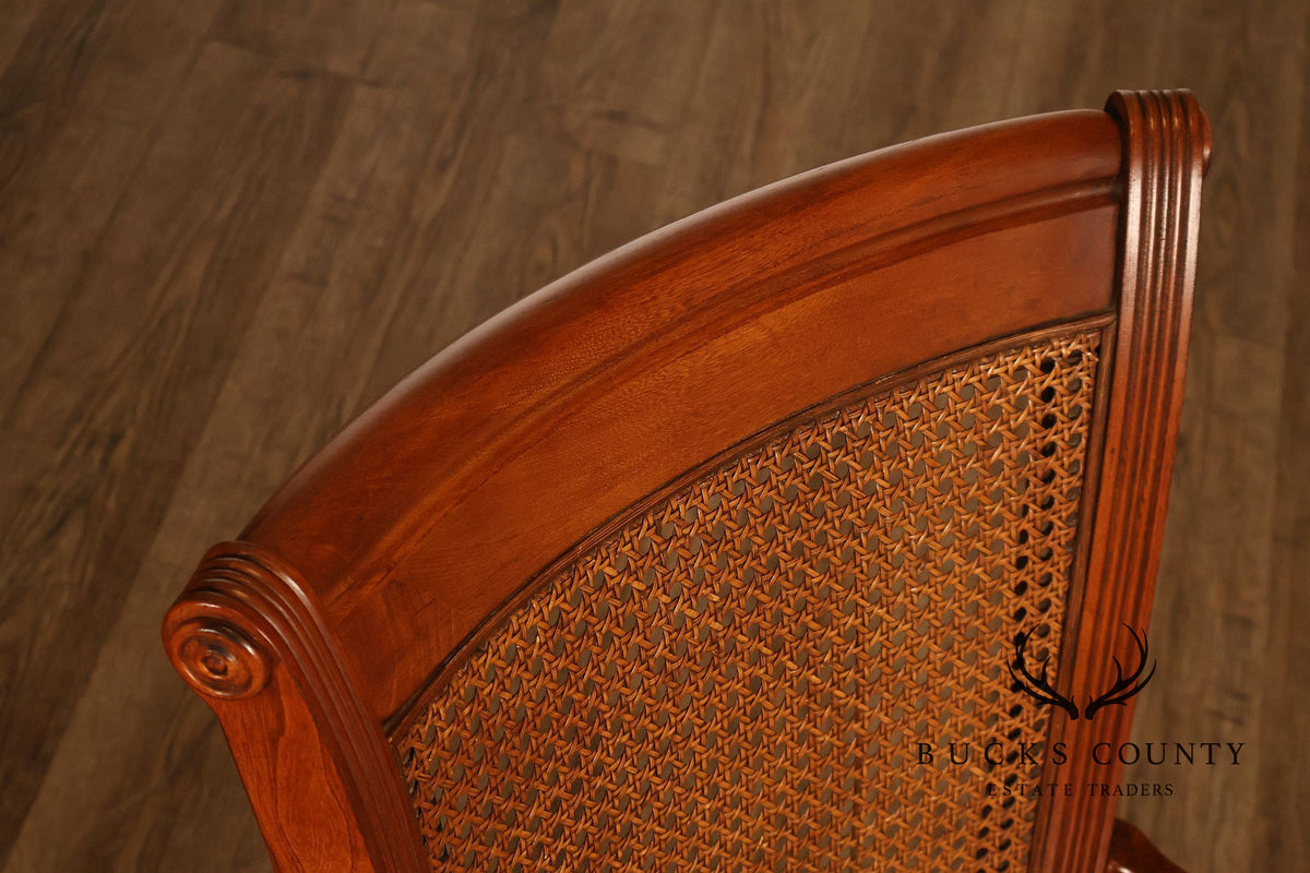Vintage Leather and Cane Swivel Office Armchair