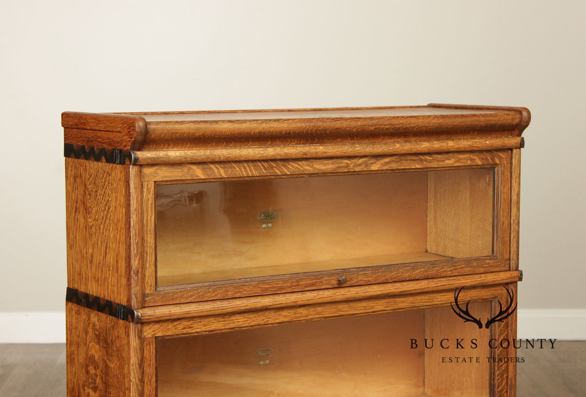 Antique Macey Oak Three Stack Barrister Bookcase