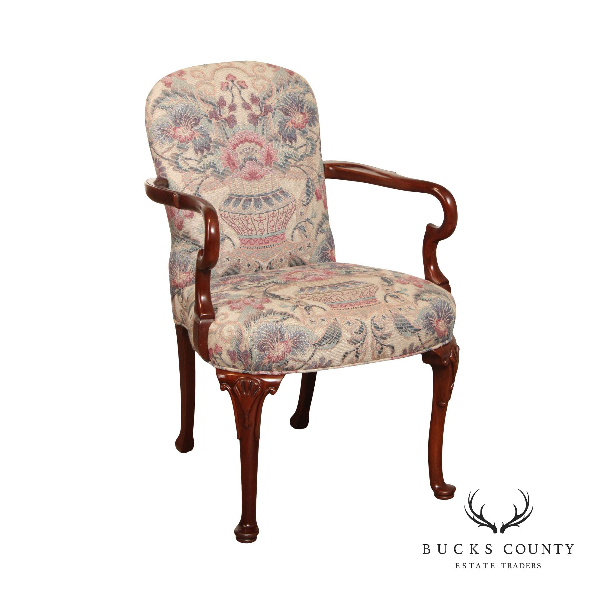 Southwood Queen Anne Style Mahogany Shepard’s Crook Arm Chair
