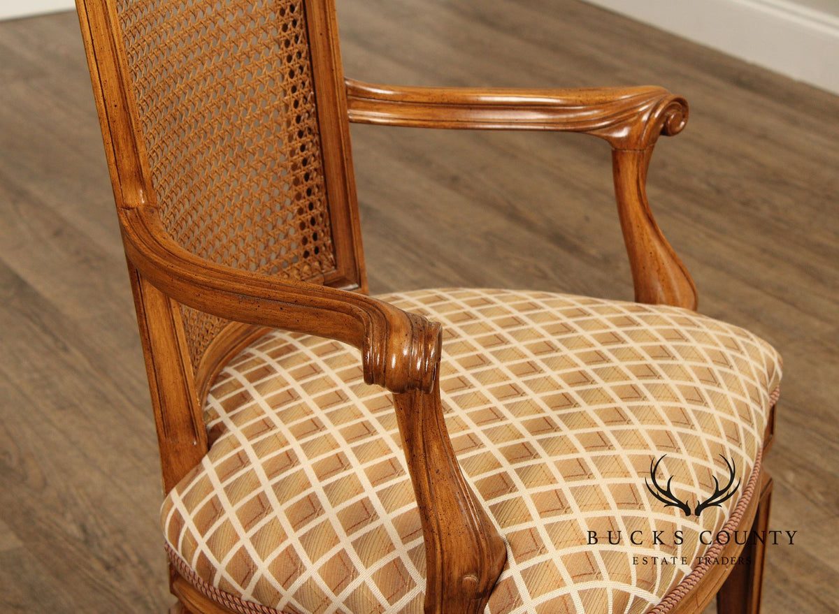 Karges Italian Provincial Vintage Set Of Four Walnut Cane Back Dining Chairs
