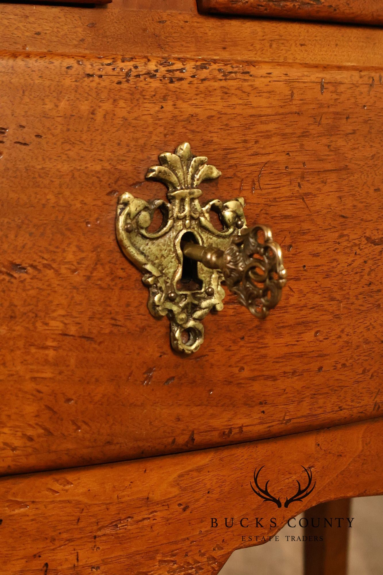 Don Ruseau French Louis XV Style Walnut Marble Top Commode