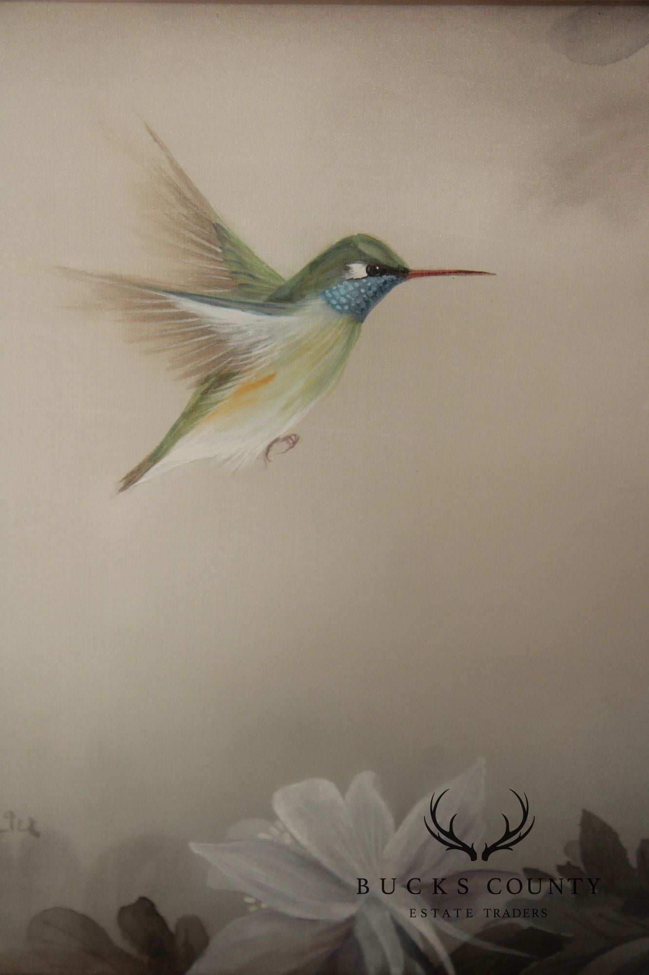 Lena Liu Chinese Pair of Bird and Flower Paintings on Silk
