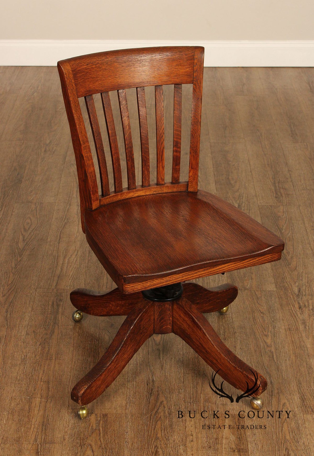American Style Oak Swivel Banker Office Desk Chair