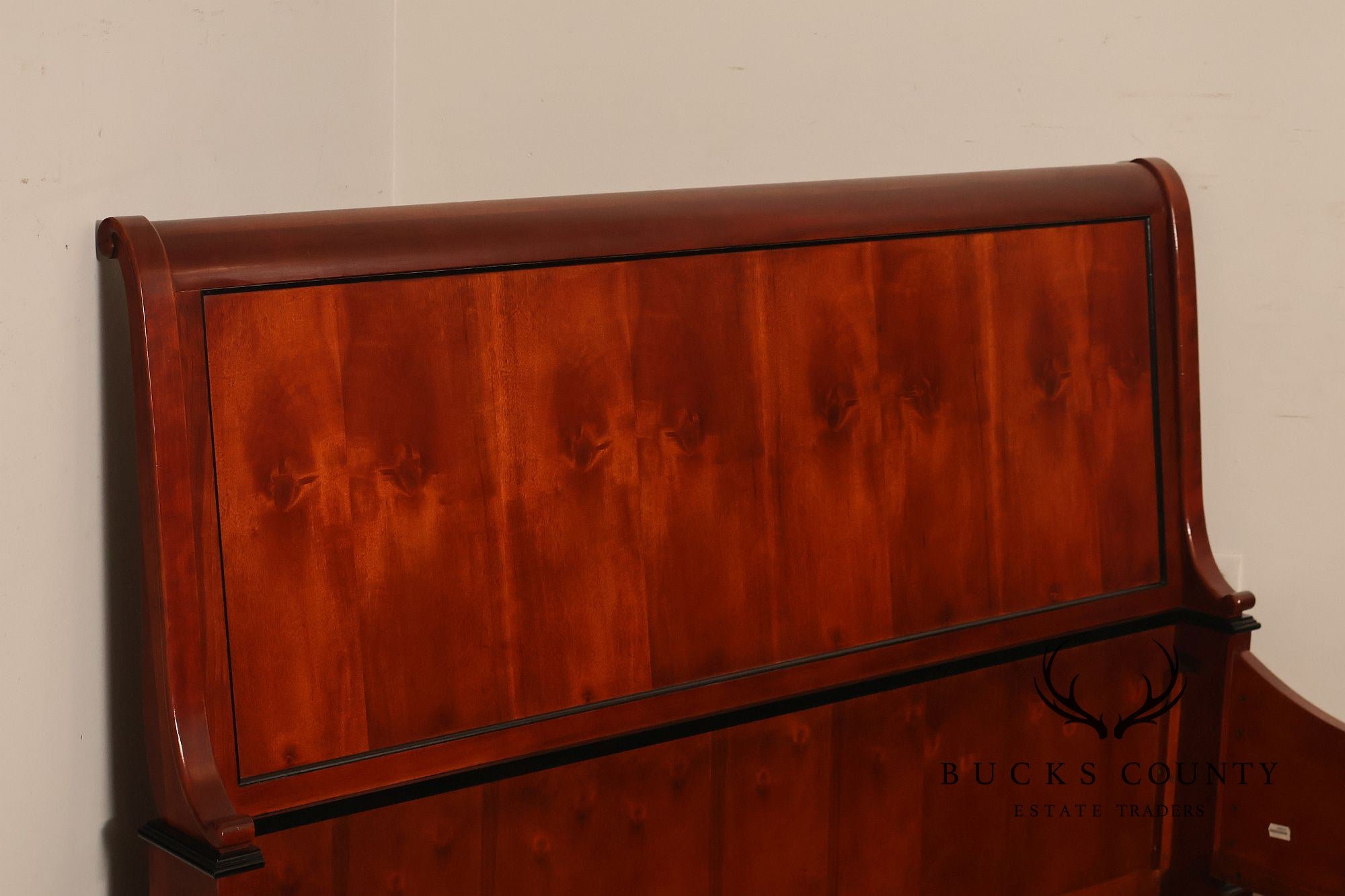 Century Furniture Biedermeier Style Yew Wood Queen Sleigh Bed