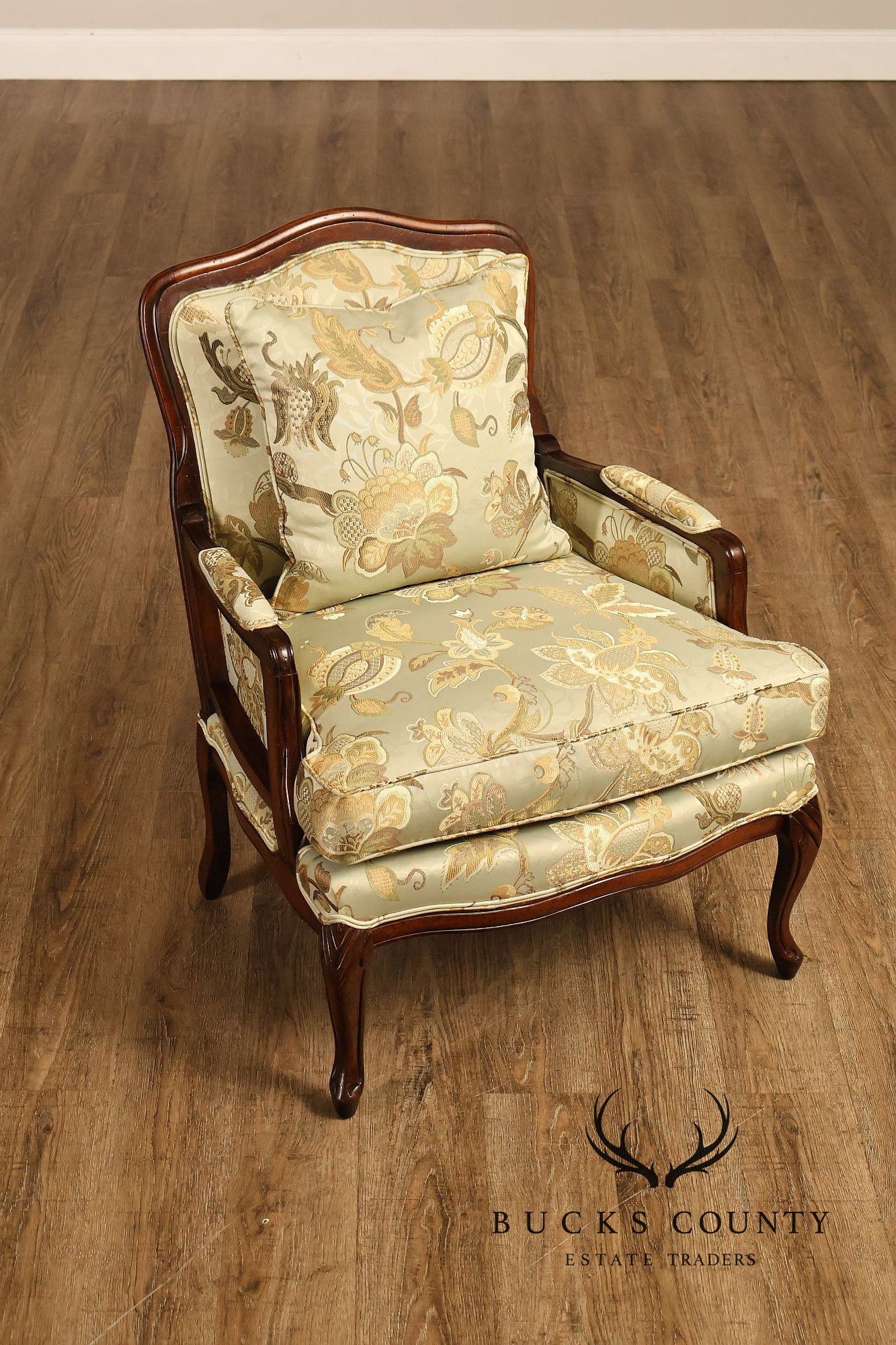 Louis XV Style Pair Of Bergere Upholstered Lounge Chairs