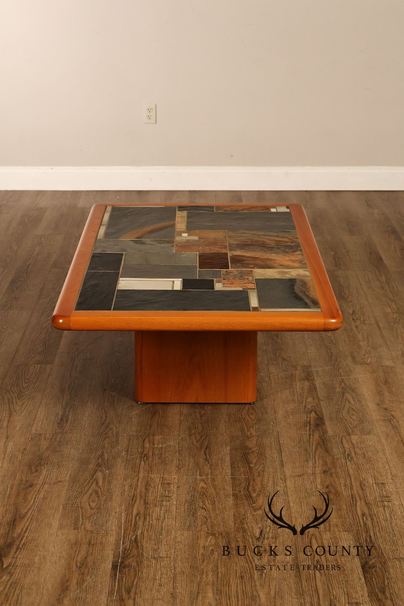 Sallingboe Jelling Danish Modern Teak And Slate Top Coffee Table