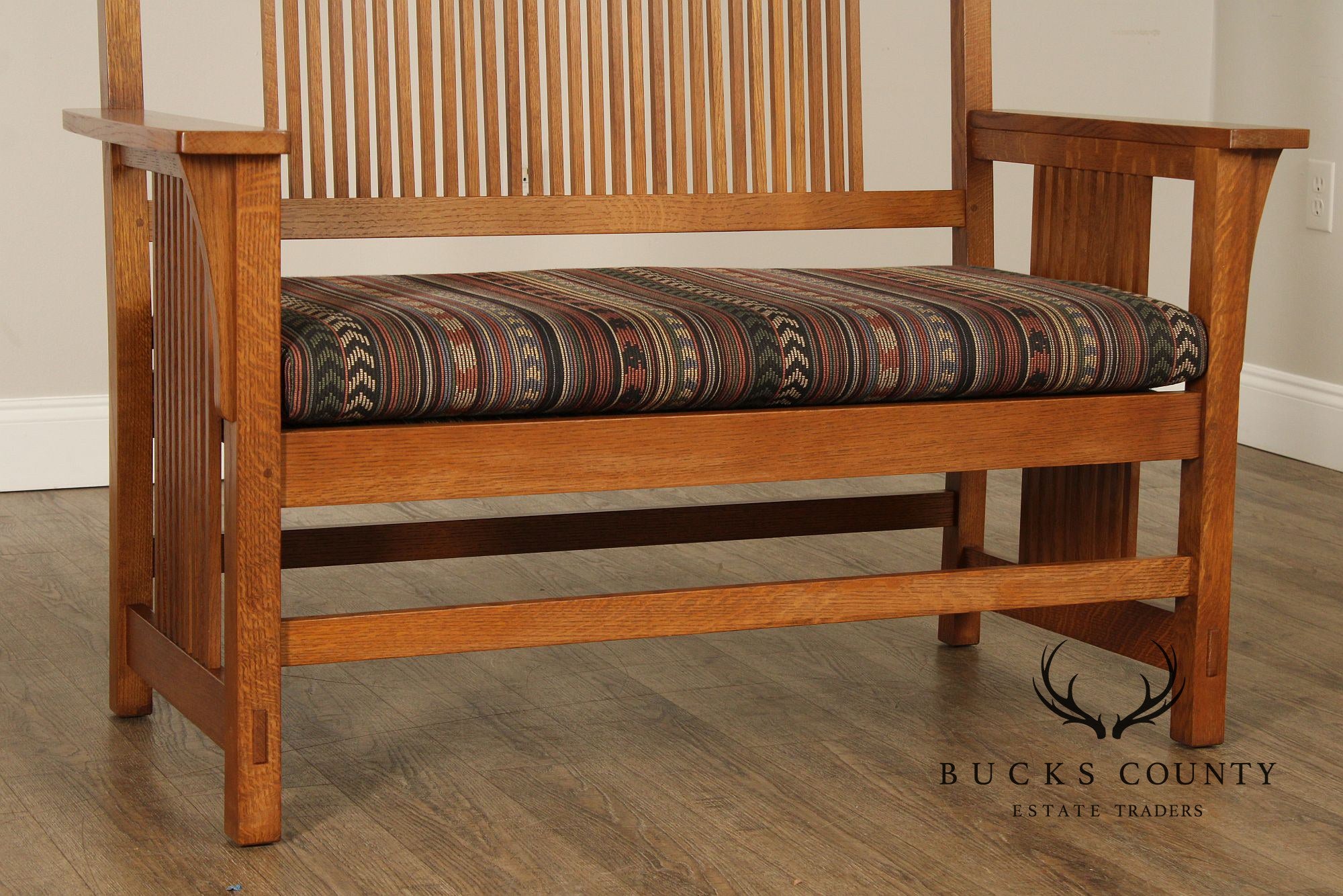 Stickley Mission Collection Oak Spindle Settee