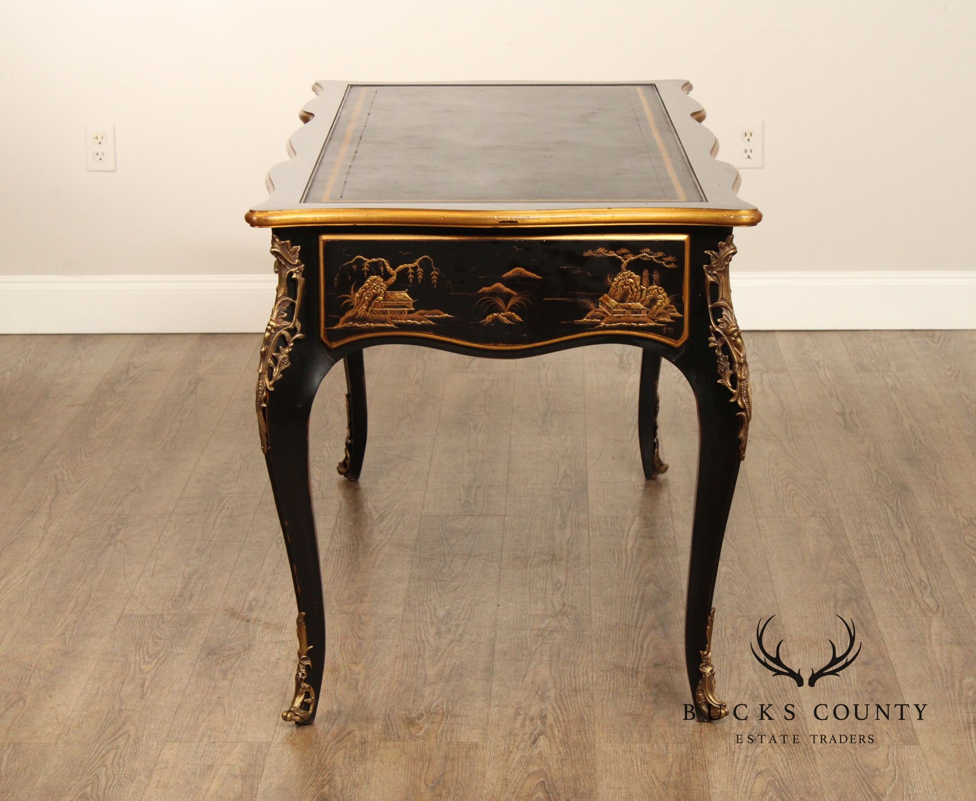 Karges Leather Top Chinoiserie Decorated Louis XV Style Writing Desk